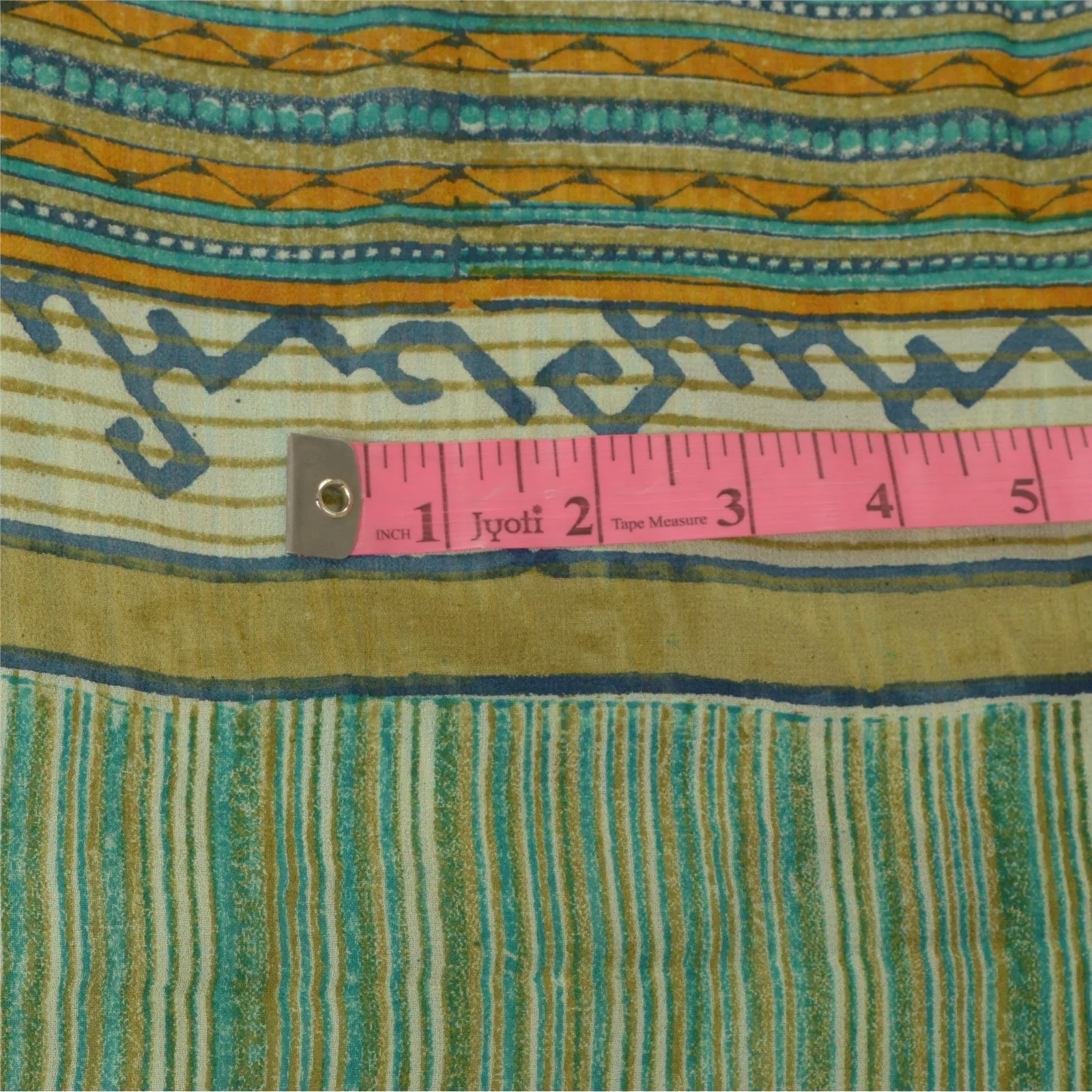 Sanskriti Vintage Sarees Green/Blue Pure Georgette Silk Printed Sari 5yd Fabric