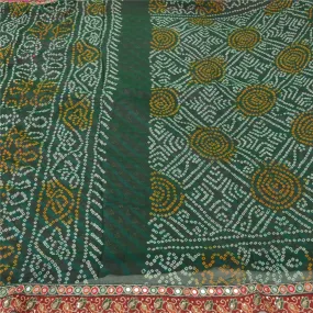 Sanskriti Vintage Sarees Pure Georgette Embroidered Bandhani/Leheria Sari Fabric