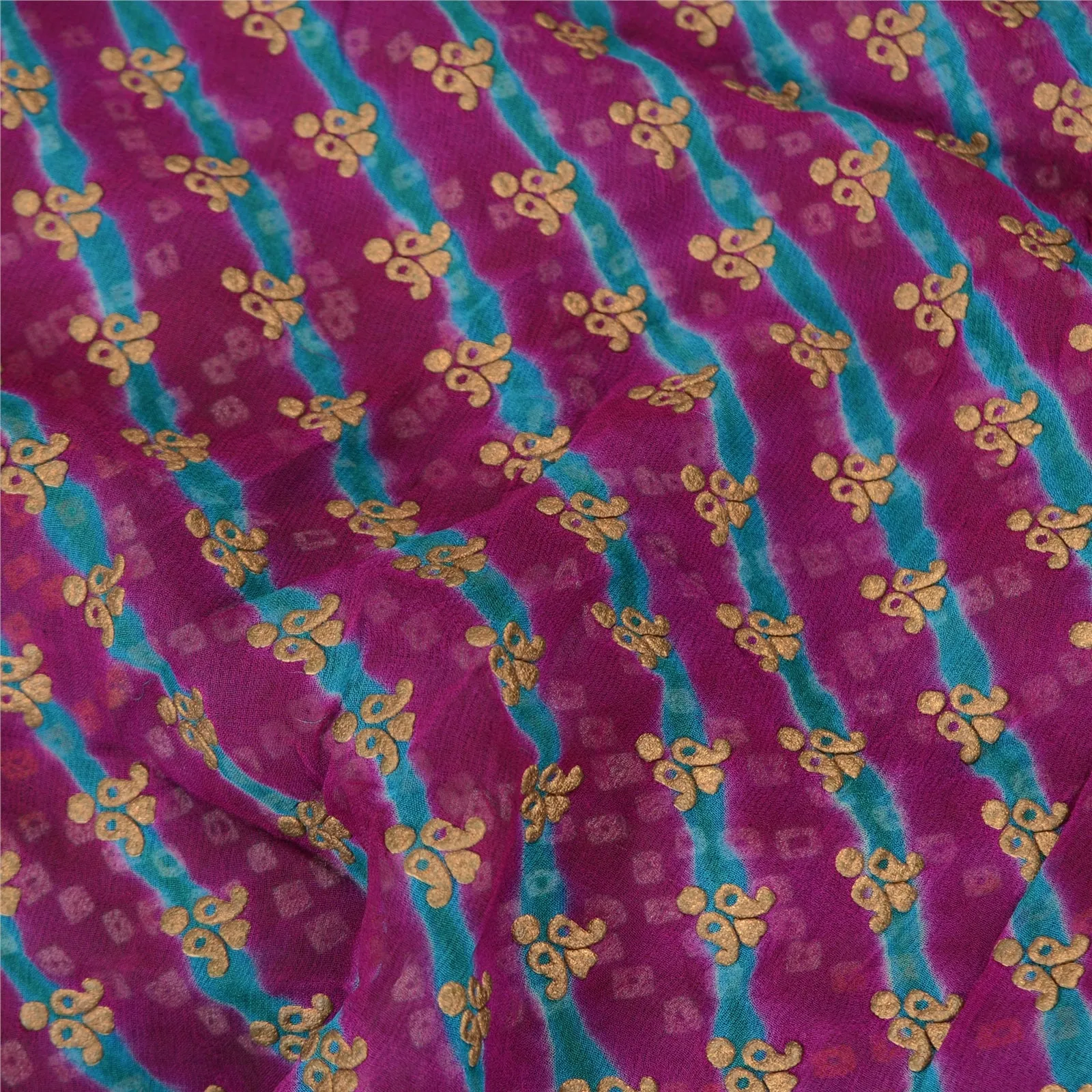 Sanskriti Vintage Sarees Pure Georgette Embroidered Bandhani/Leheria Sari Fabric