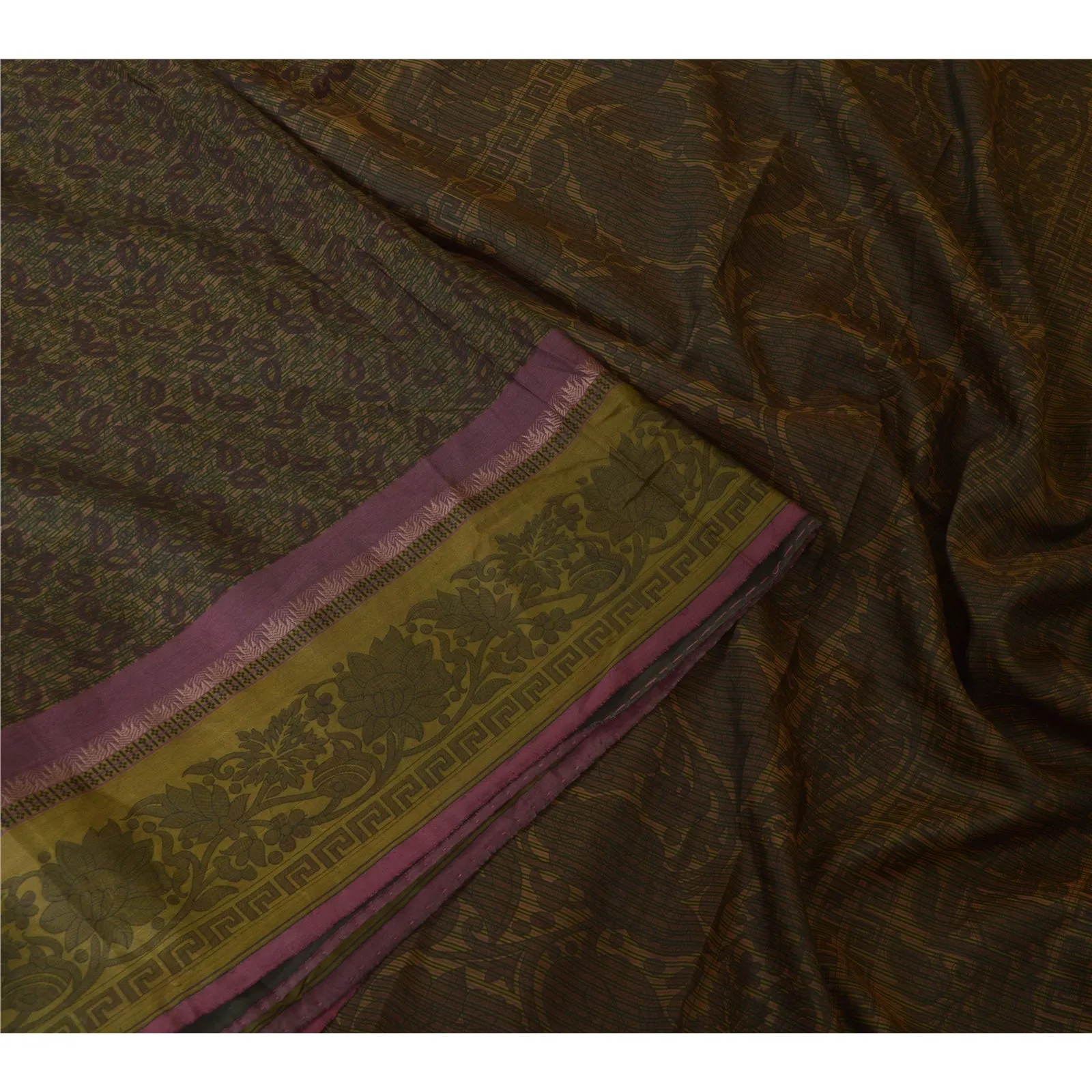 Sanskriti Vintage Sarees Pure Silk Quilting Felting Craft Fabric Printed Sari