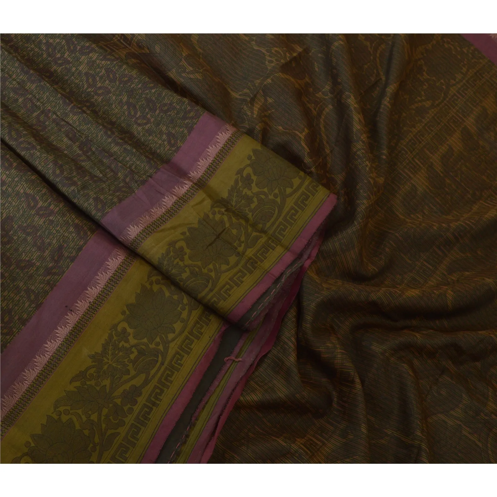 Sanskriti Vintage Sarees Pure Silk Quilting Felting Craft Fabric Printed Sari