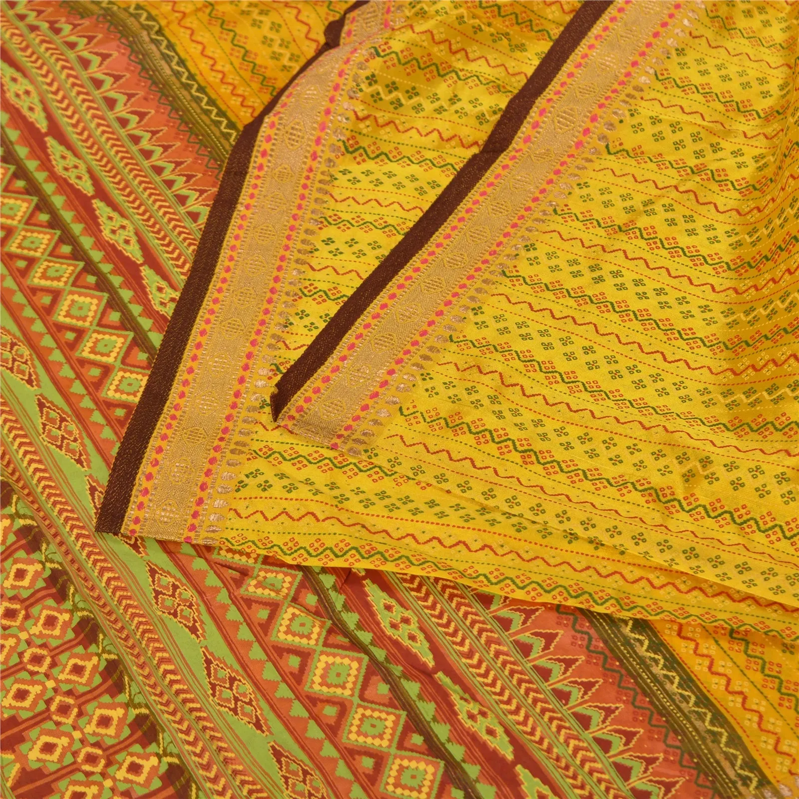 Sanskriti Vintage Yellow Sarees Pure Silk Painted Woven Zari Premium Sari Fabric