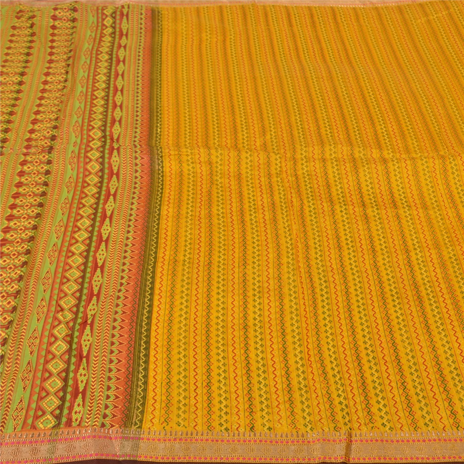 Sanskriti Vintage Yellow Sarees Pure Silk Painted Woven Zari Premium Sari Fabric