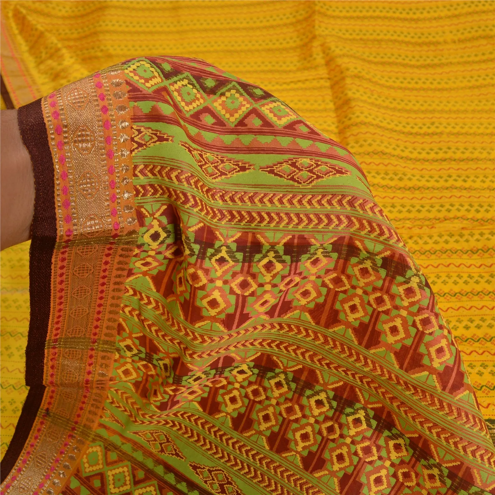 Sanskriti Vintage Yellow Sarees Pure Silk Painted Woven Zari Premium Sari Fabric