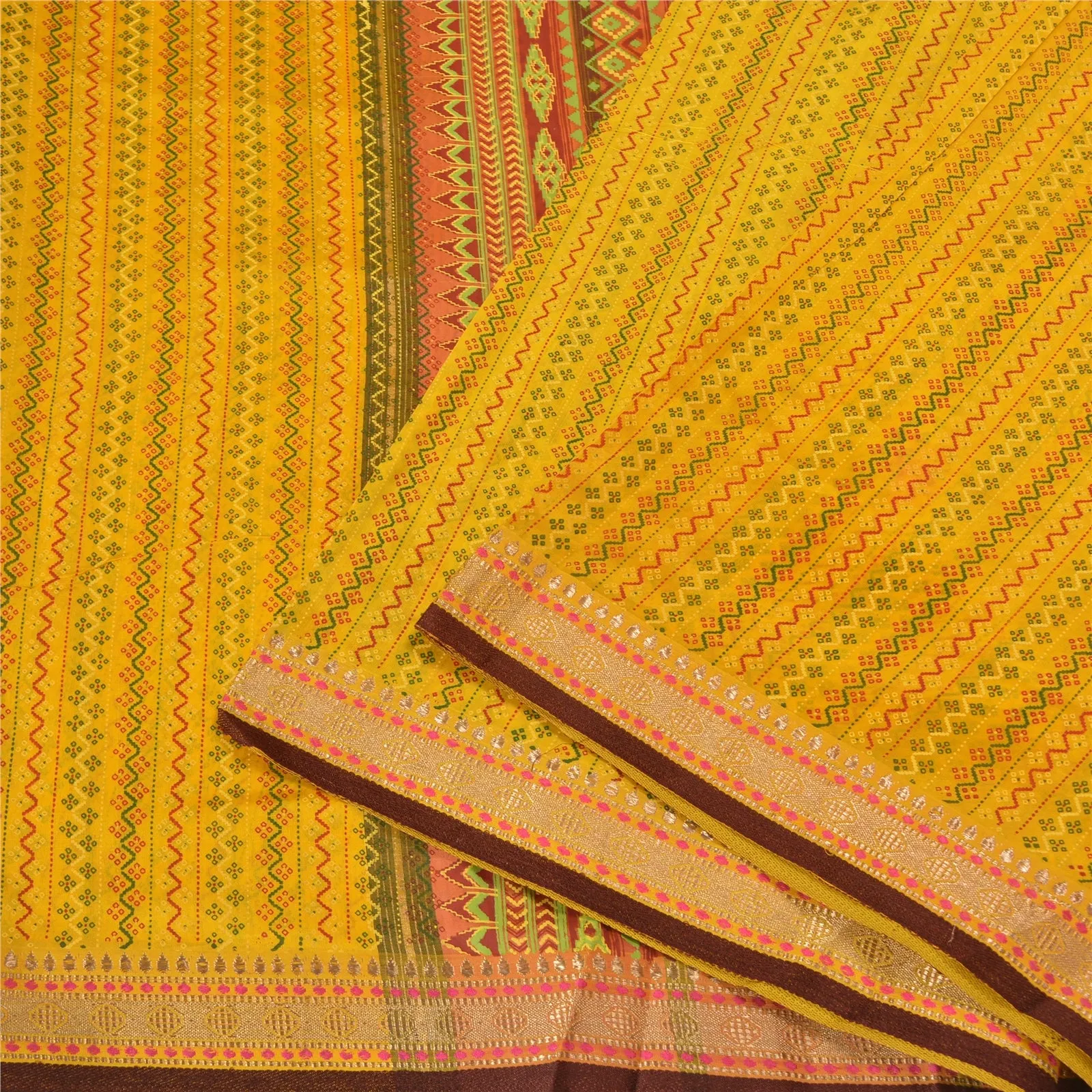 Sanskriti Vintage Yellow Sarees Pure Silk Painted Woven Zari Premium Sari Fabric