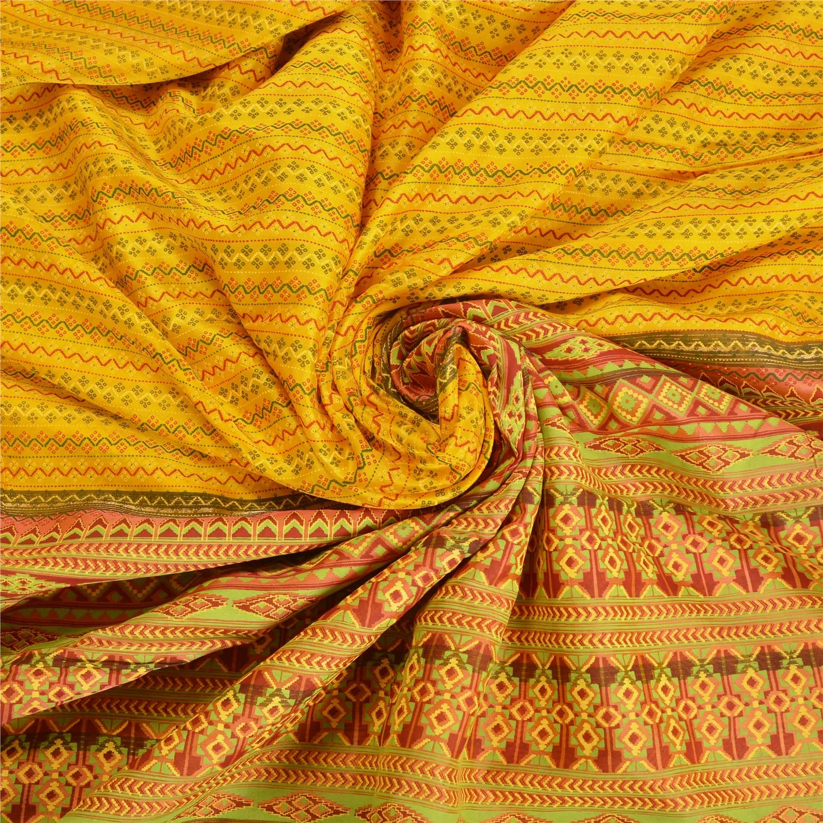 Sanskriti Vintage Yellow Sarees Pure Silk Painted Woven Zari Premium Sari Fabric