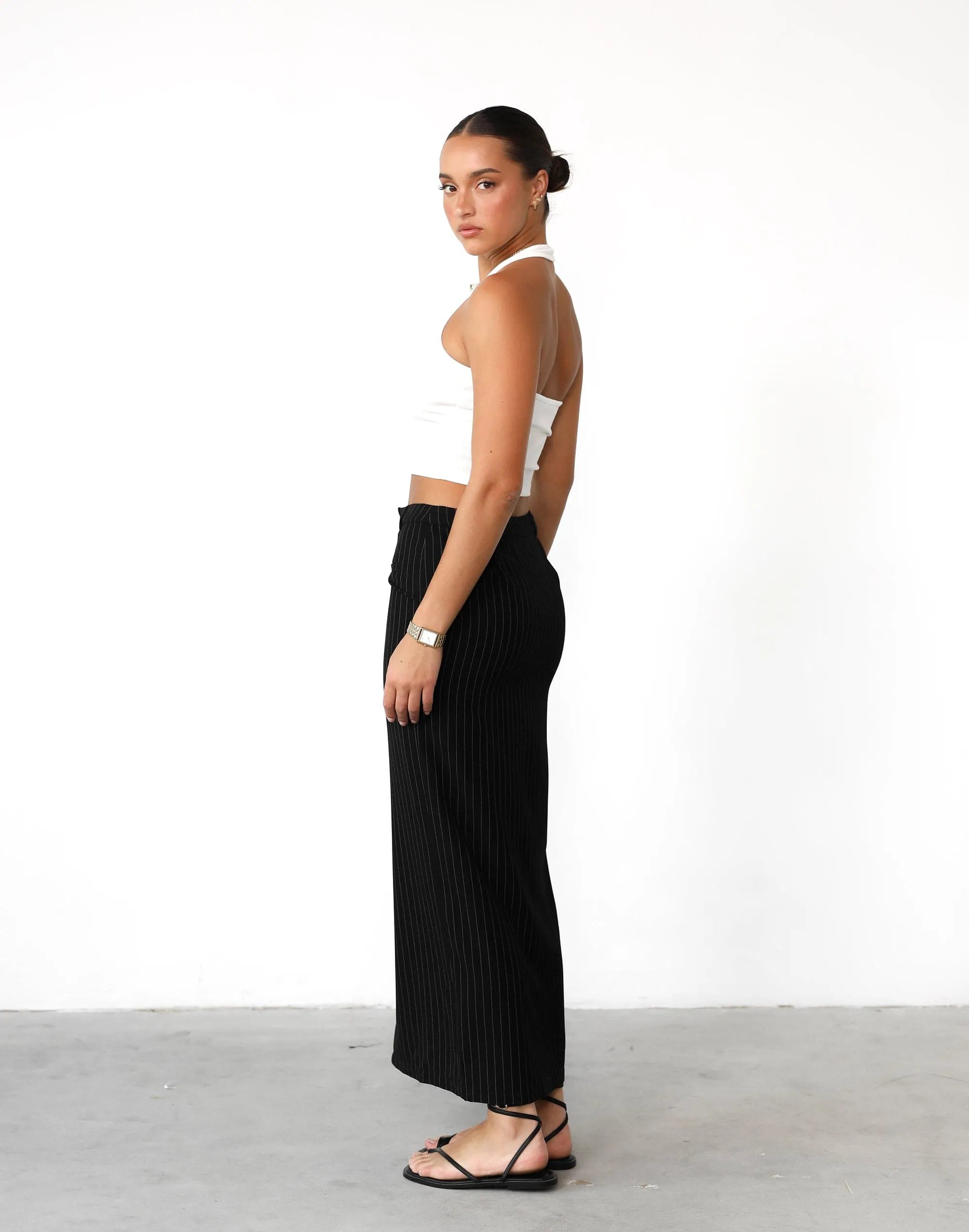 Sav Maxi Skirt (Black Pinstripe)