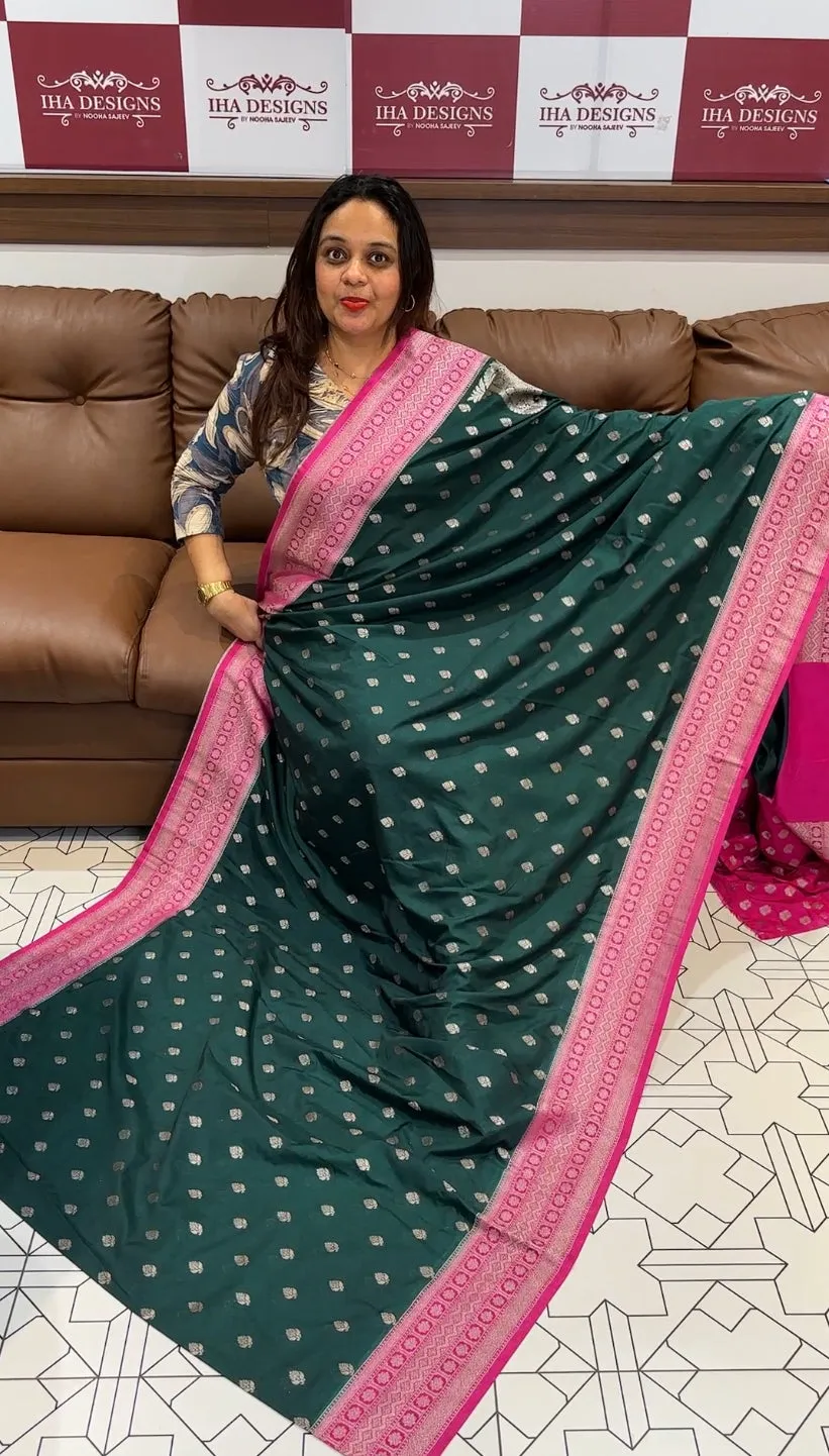 SEMI BANARASI SAREES - IHA 13916