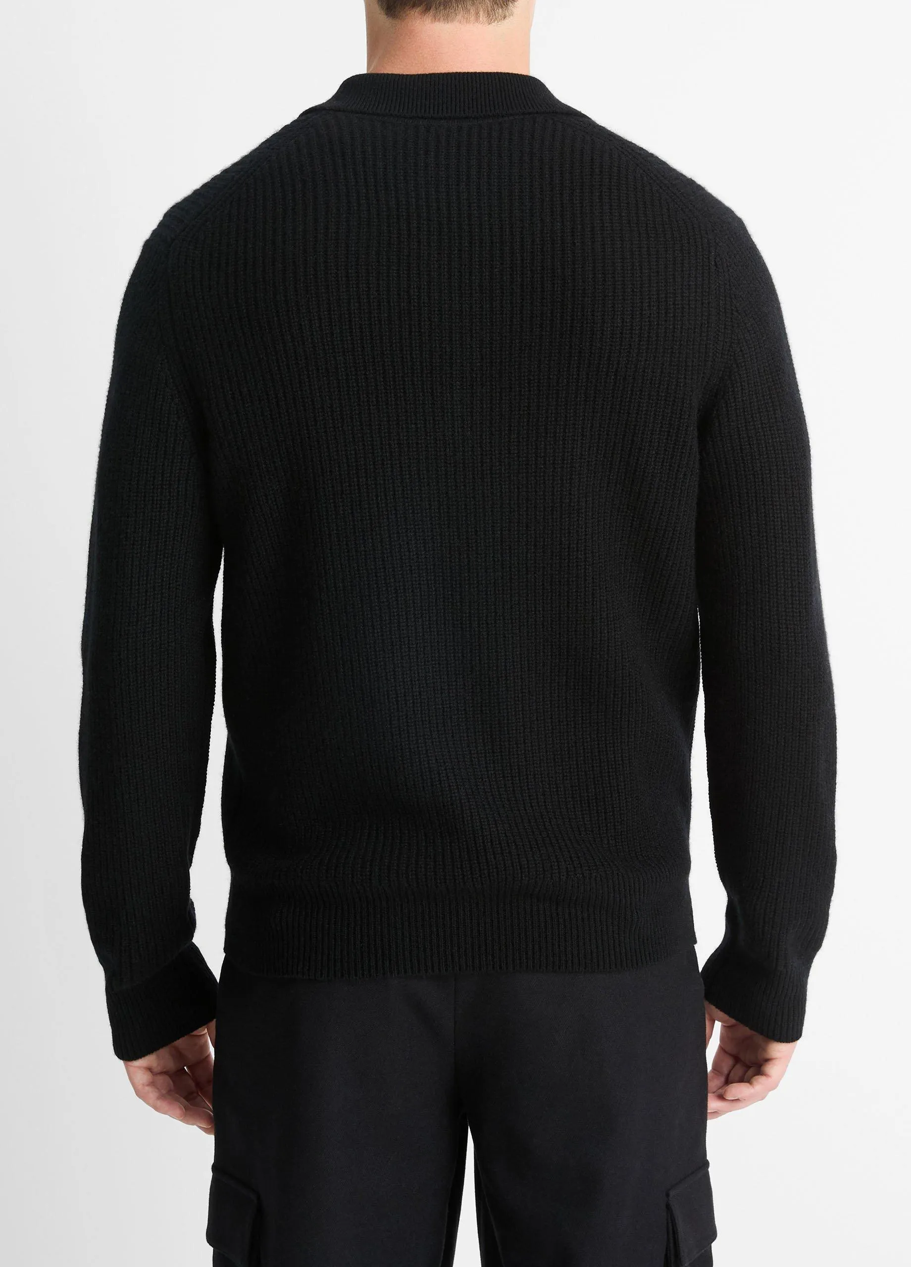 Shaker Wool-Cashmere Quarter-Zip Polo Sweater