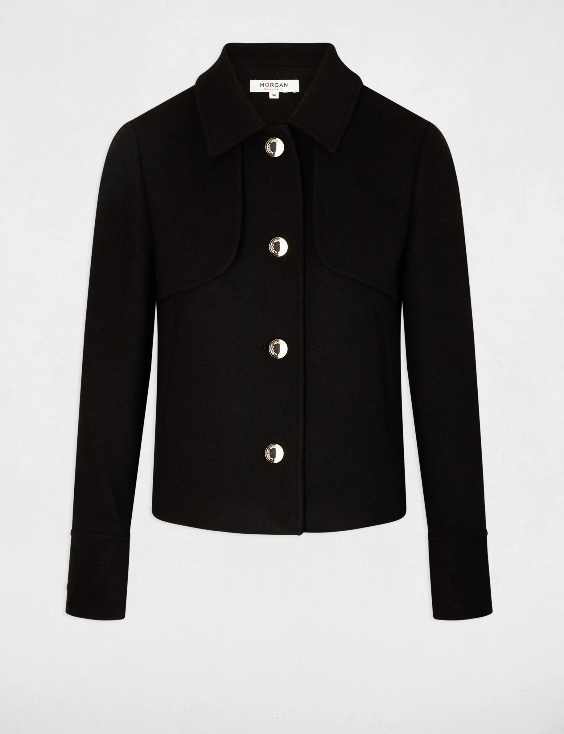 Short buttoned coat black women