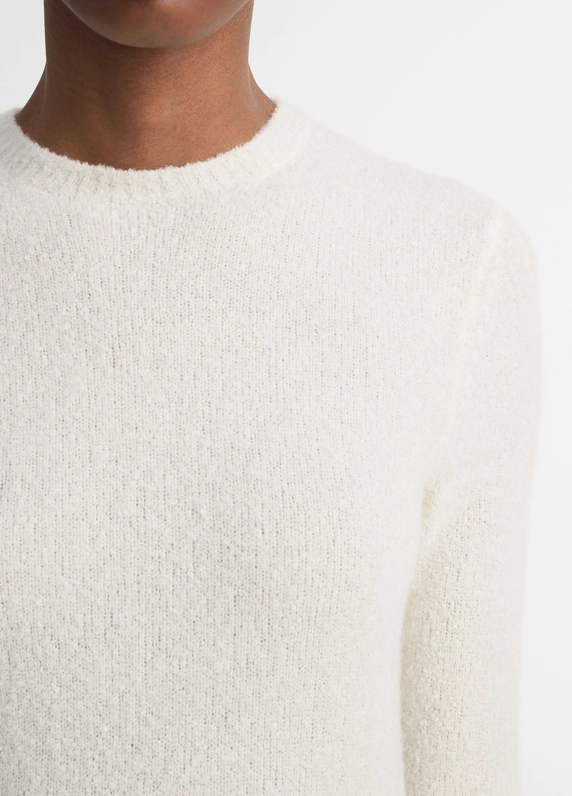 Soft Bouclé Silk-Blend Crew Neck Sweater