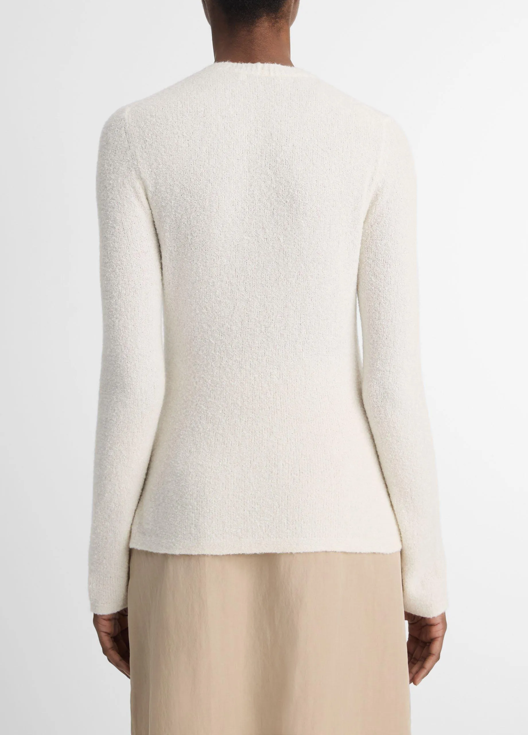 Soft Bouclé Silk-Blend Crew Neck Sweater