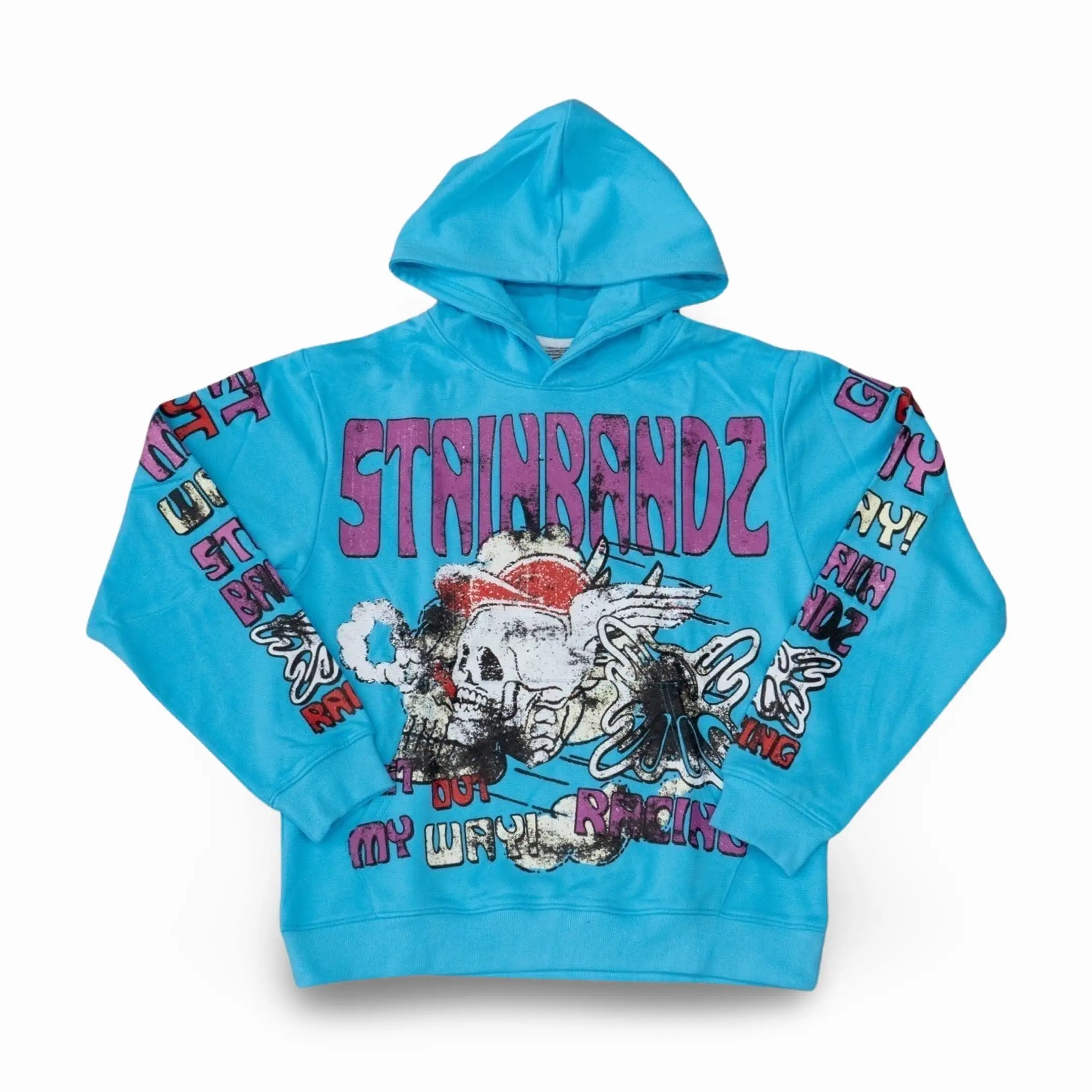 Stainbandz French Terry Pullover Hoodie 'SB Studios Racing / Get Out My Way' Blue