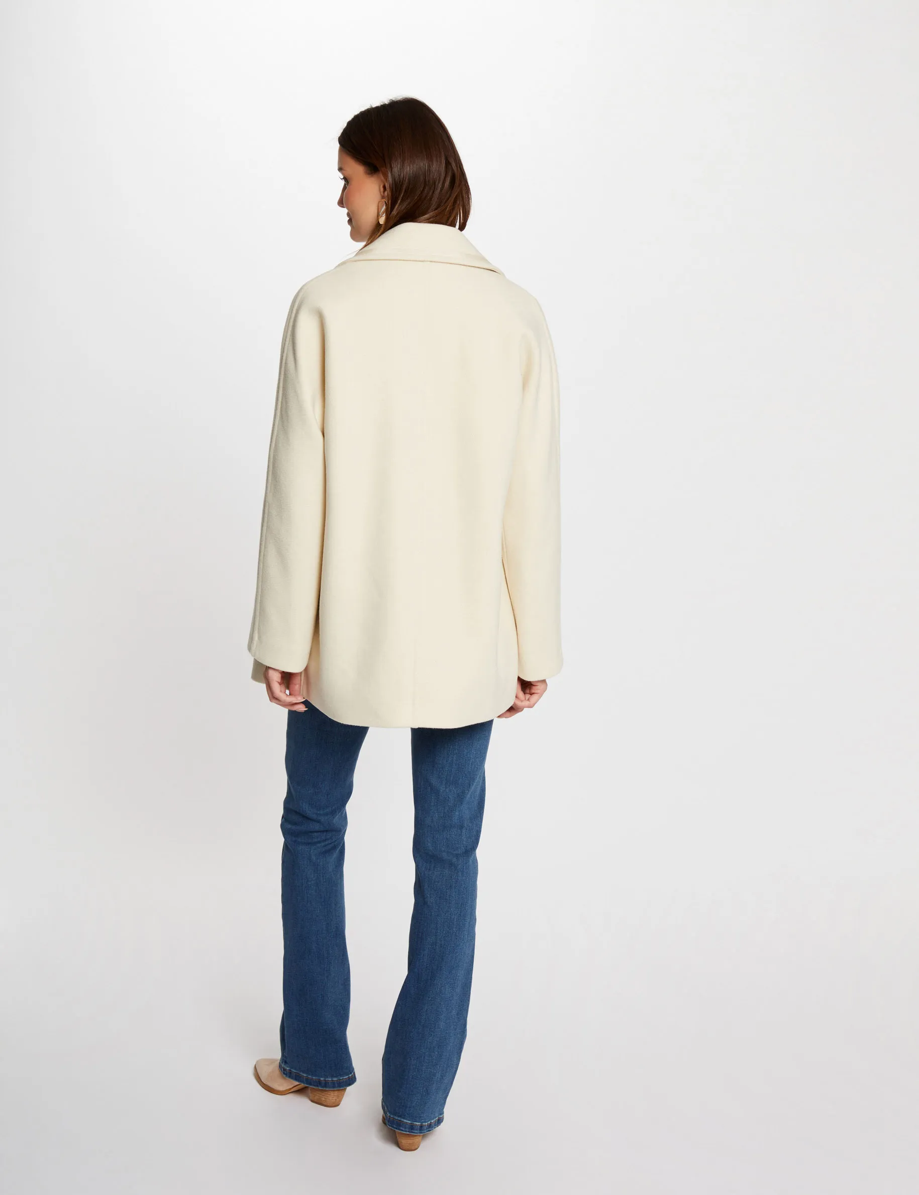 Straight buttoned coat ivory women