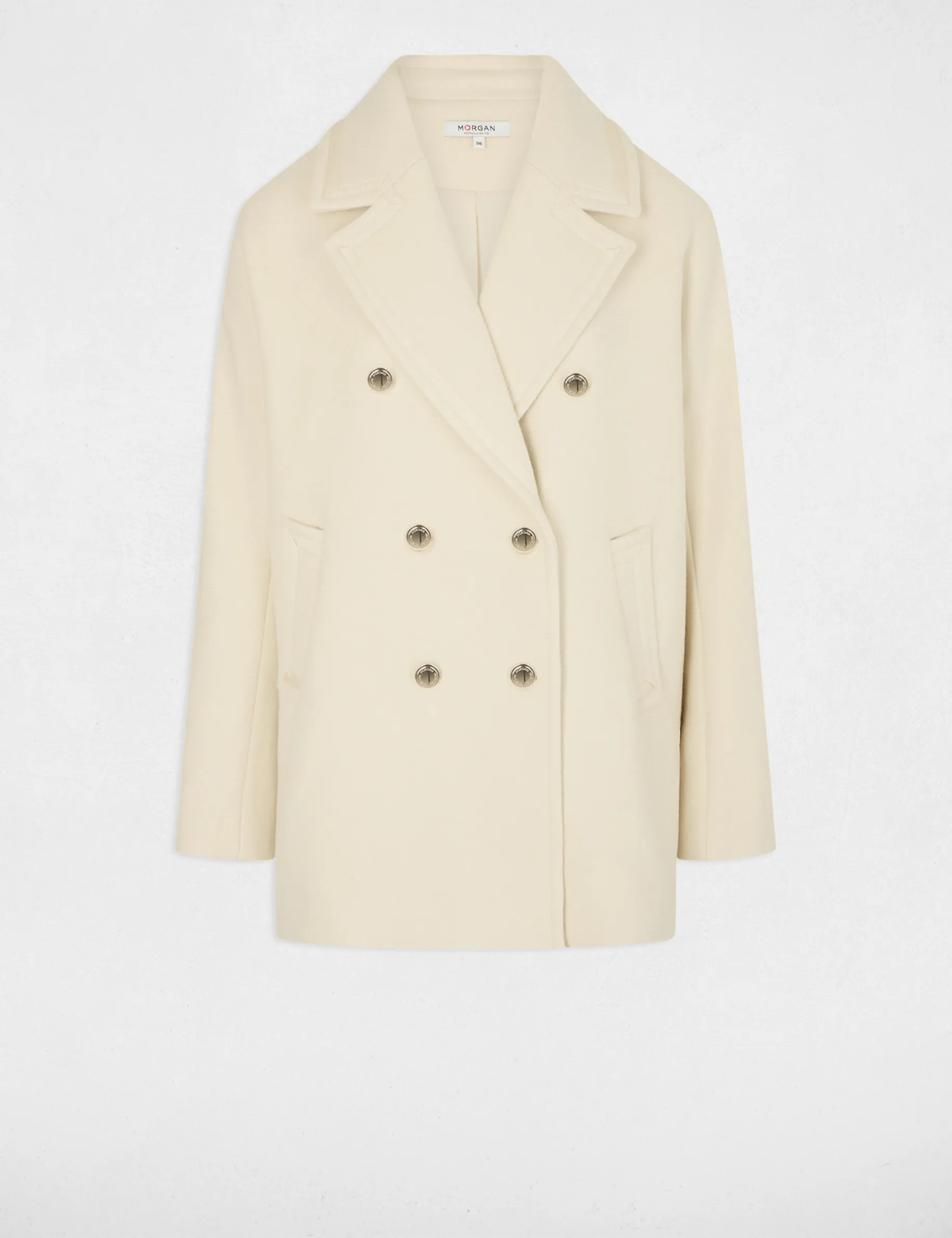 Straight buttoned coat ivory women