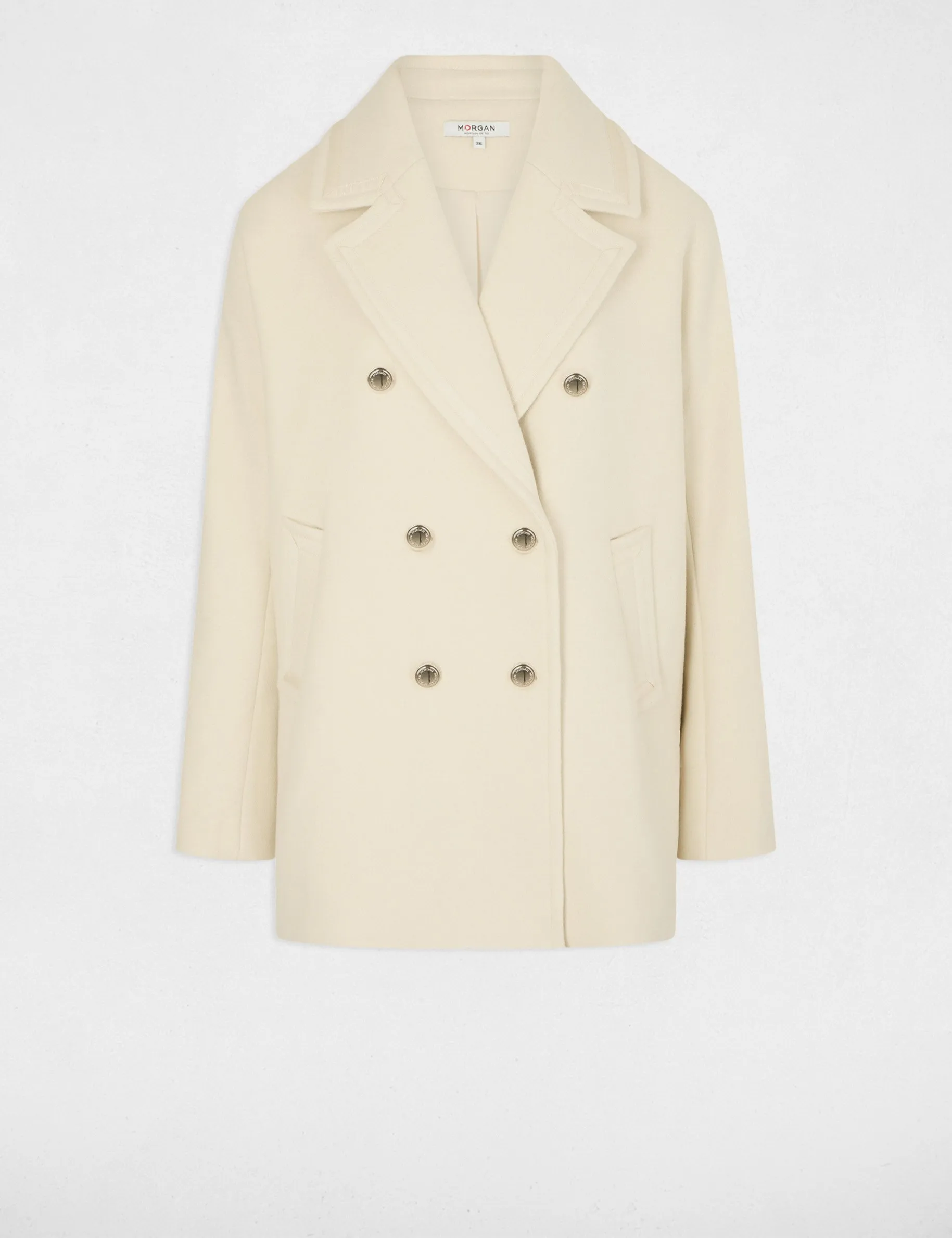 Straight buttoned coat ivory women