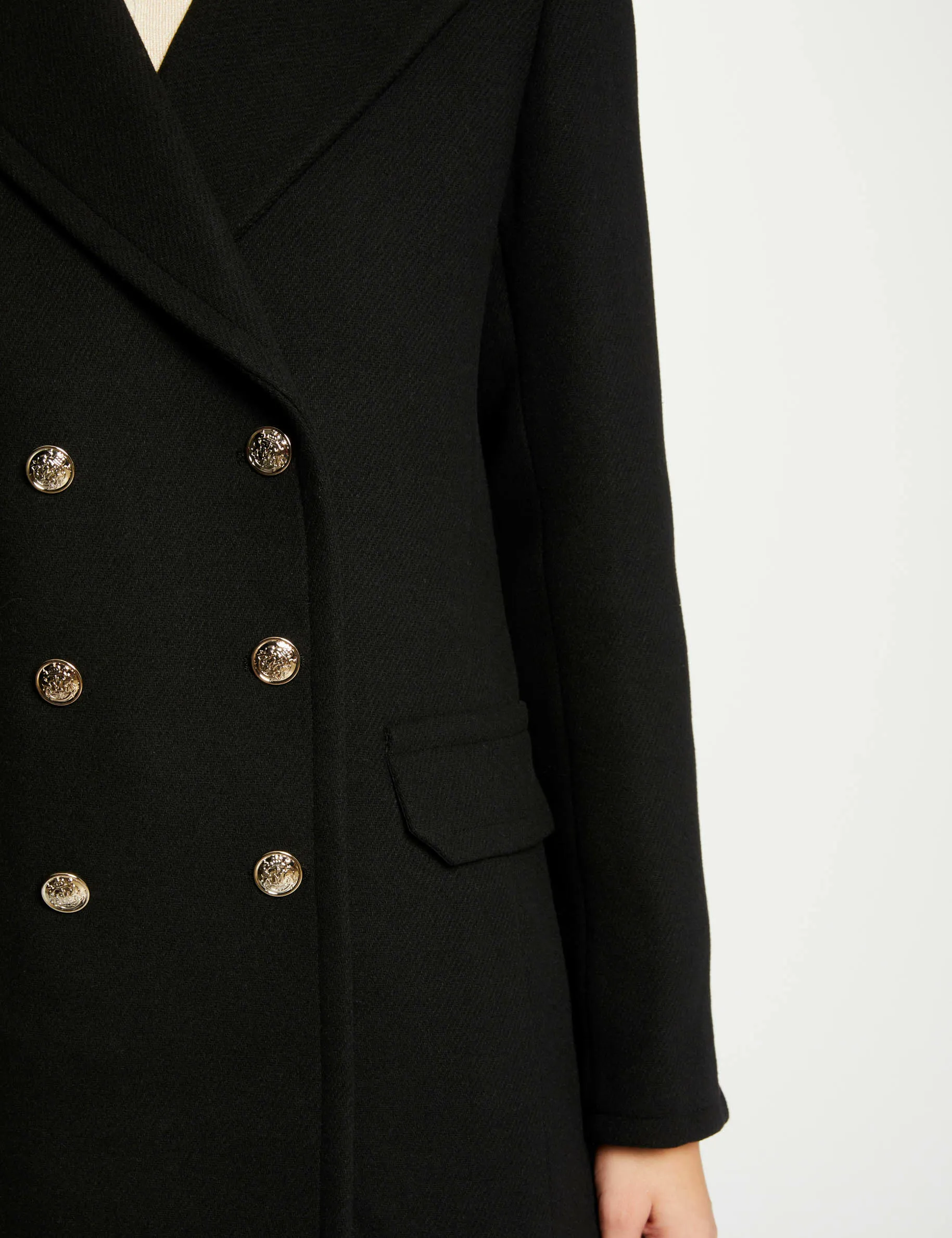 Straight coat with buttons black women