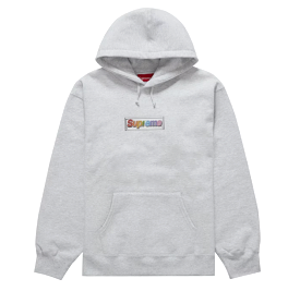 Supreme Bling Box Logo Hooded Sweatshirt Ash Grey