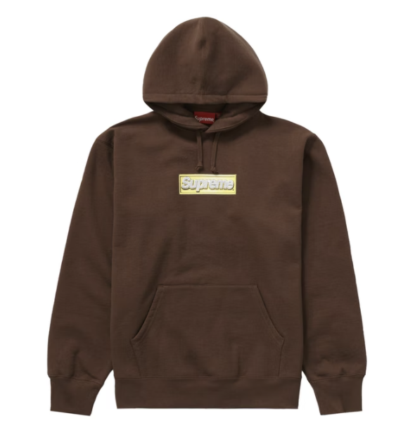 Supreme Bling Box Logo Hooded Sweatshirt Dark Brown