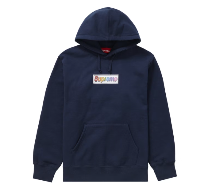 Supreme Bling Box Logo Hooded Sweatshirt Navy