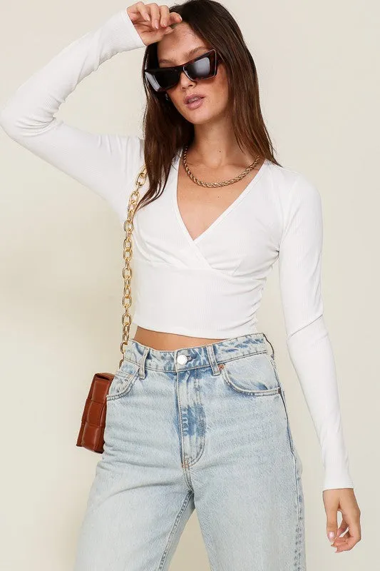 Surplice Heavy Ribbed Basic Top