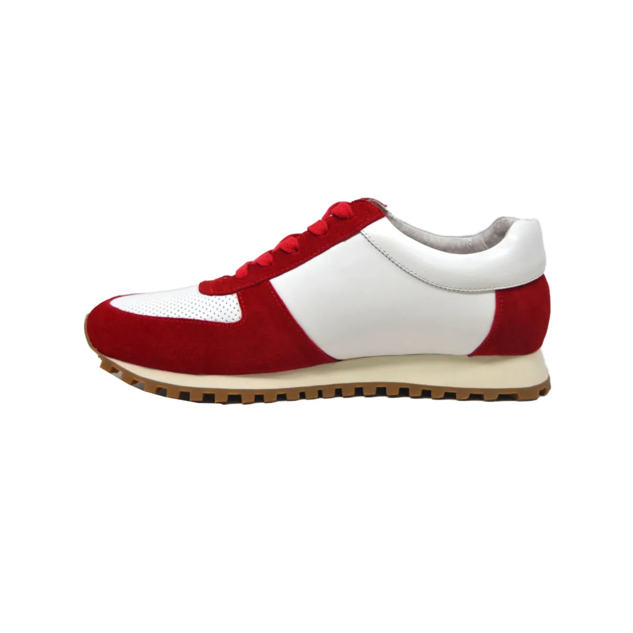 Surrey Red & White Sneakers with Leather and Suede Blend