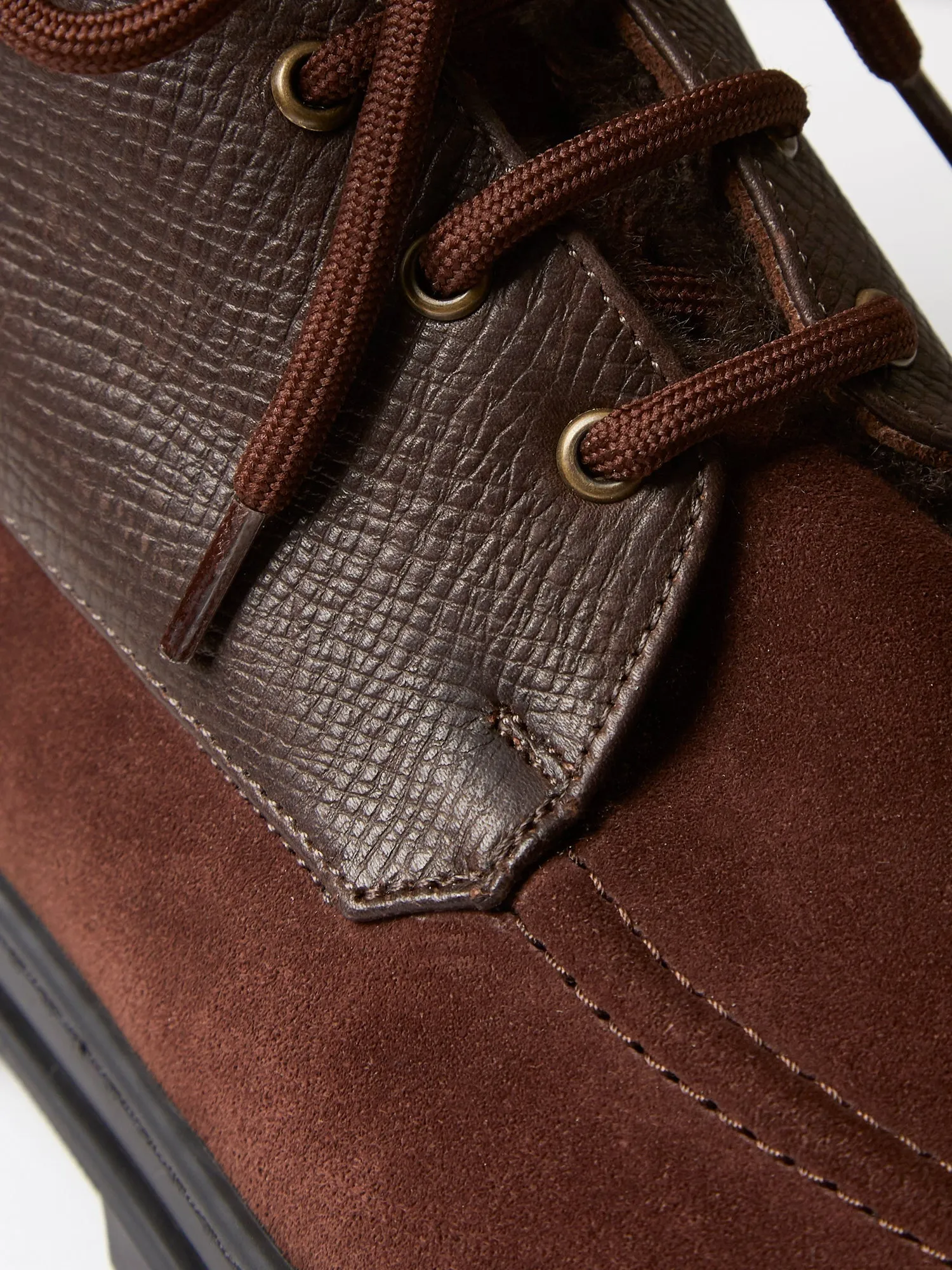 The Engadin Boot in Brown Full-Grain Leather & Suede with Fur Lining