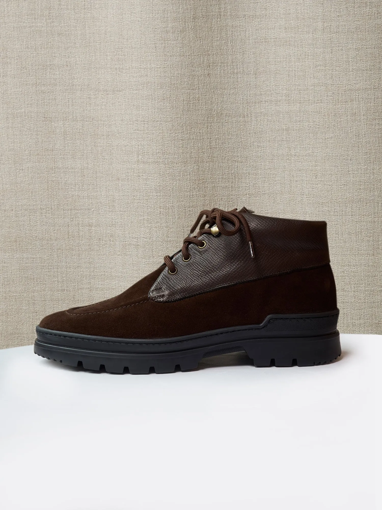 The Engadin Boot in Dark Brown Full-Grain Leather & Suede