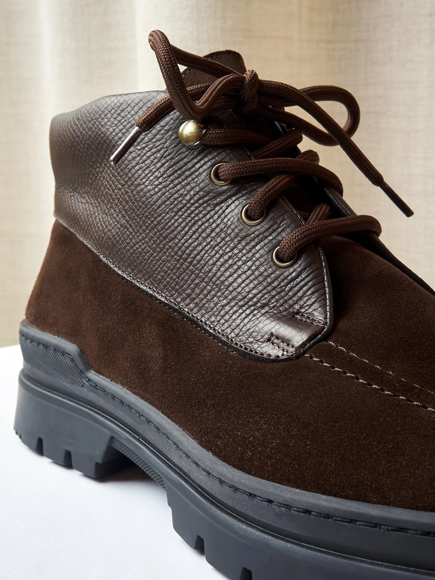 The Engadin Boot in Dark Brown Full-Grain Leather & Suede