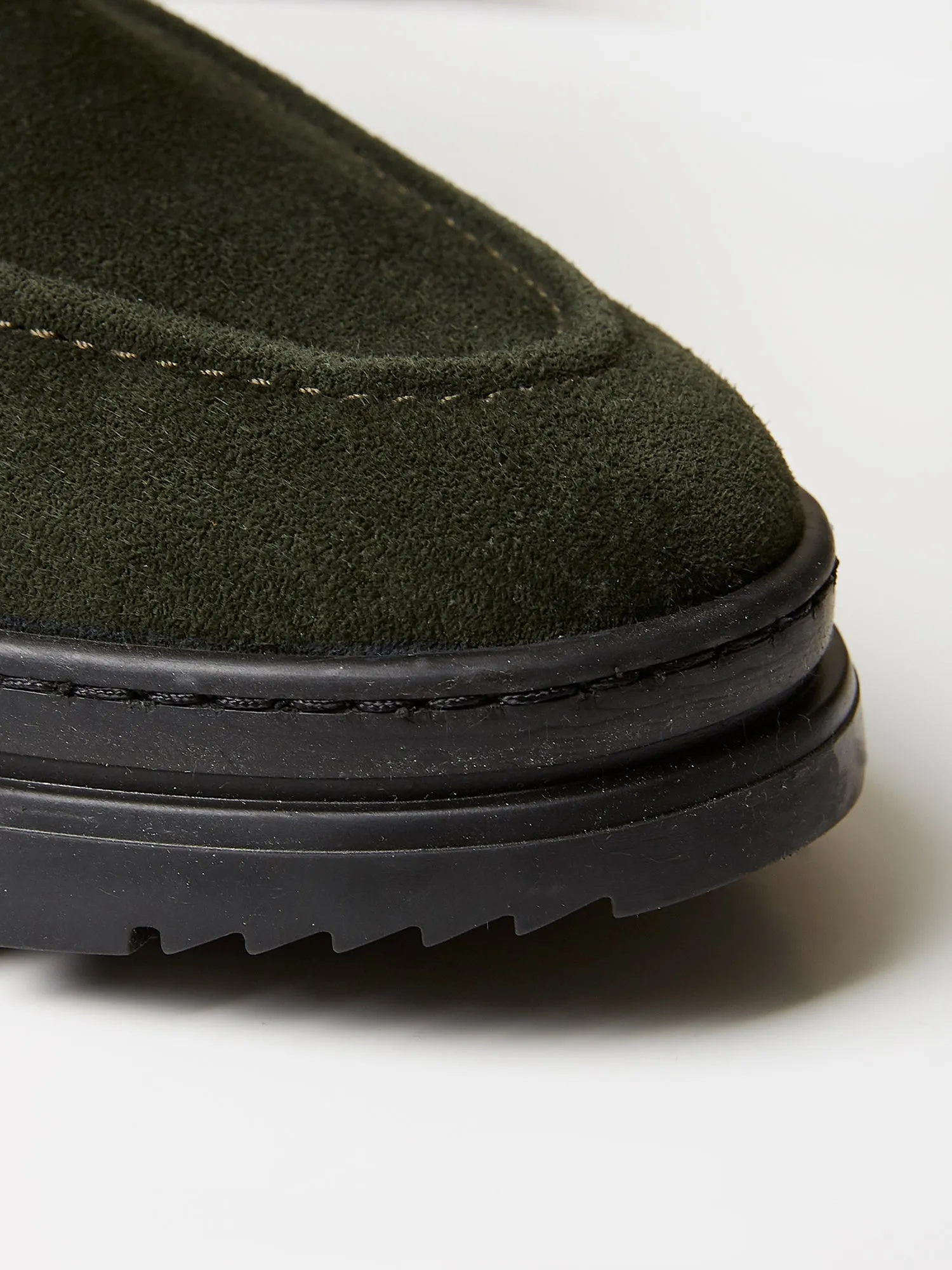 The Engadin Boot in Forest Green Suede with Fur Lining