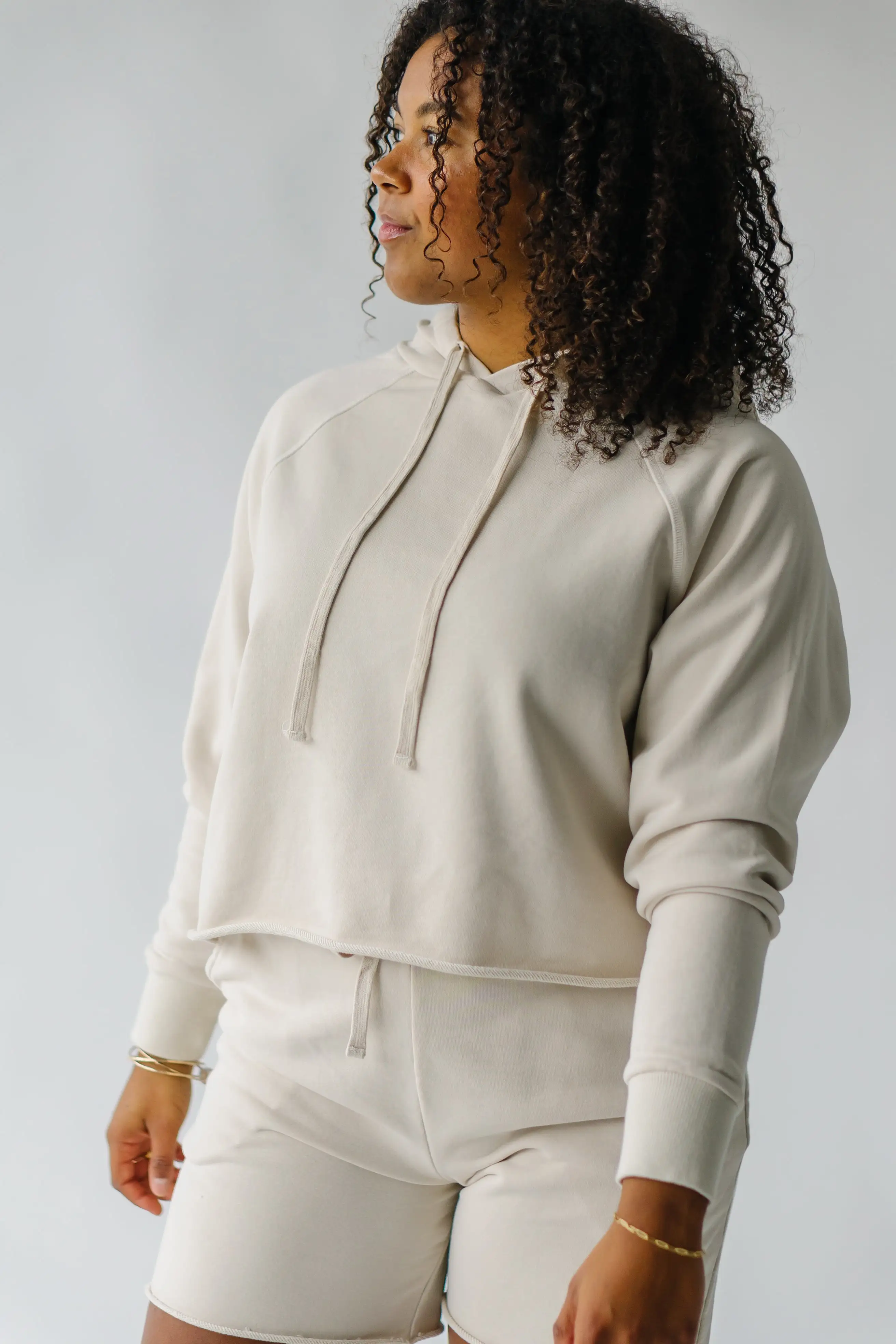 The Hansel Cropped Hoodie in Bone