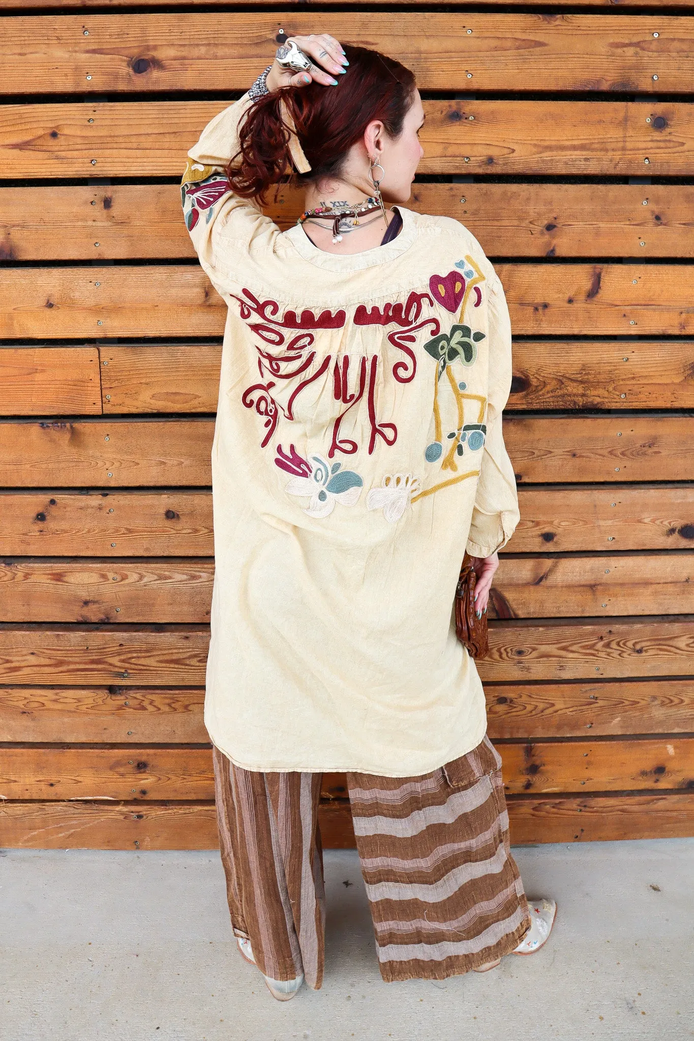 The Johnny Boho Floral Embroidered Tunic Hi Lo top