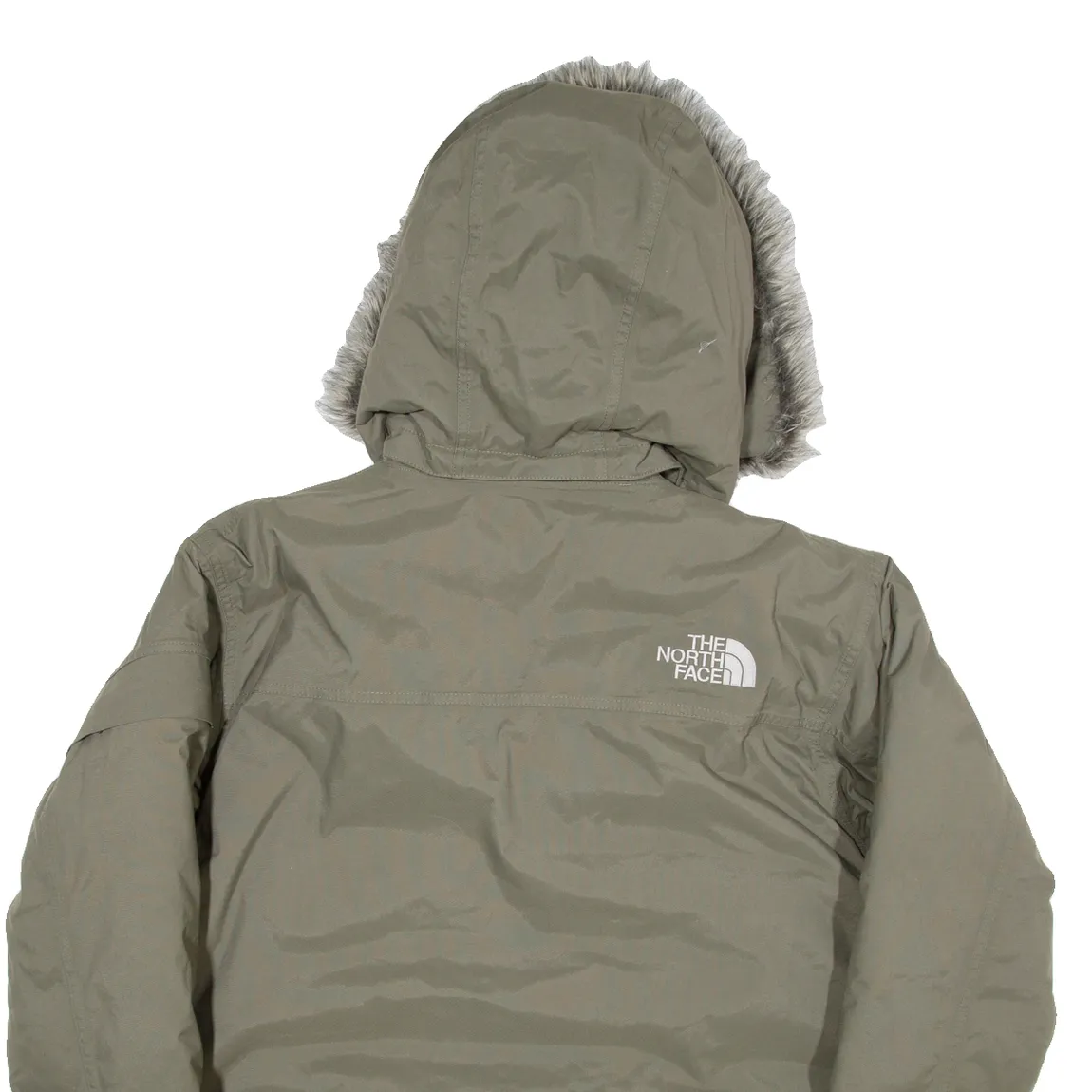 THE NORTH FACE Puffer Style Mens Parka Jacket Green Nylon Hooded L