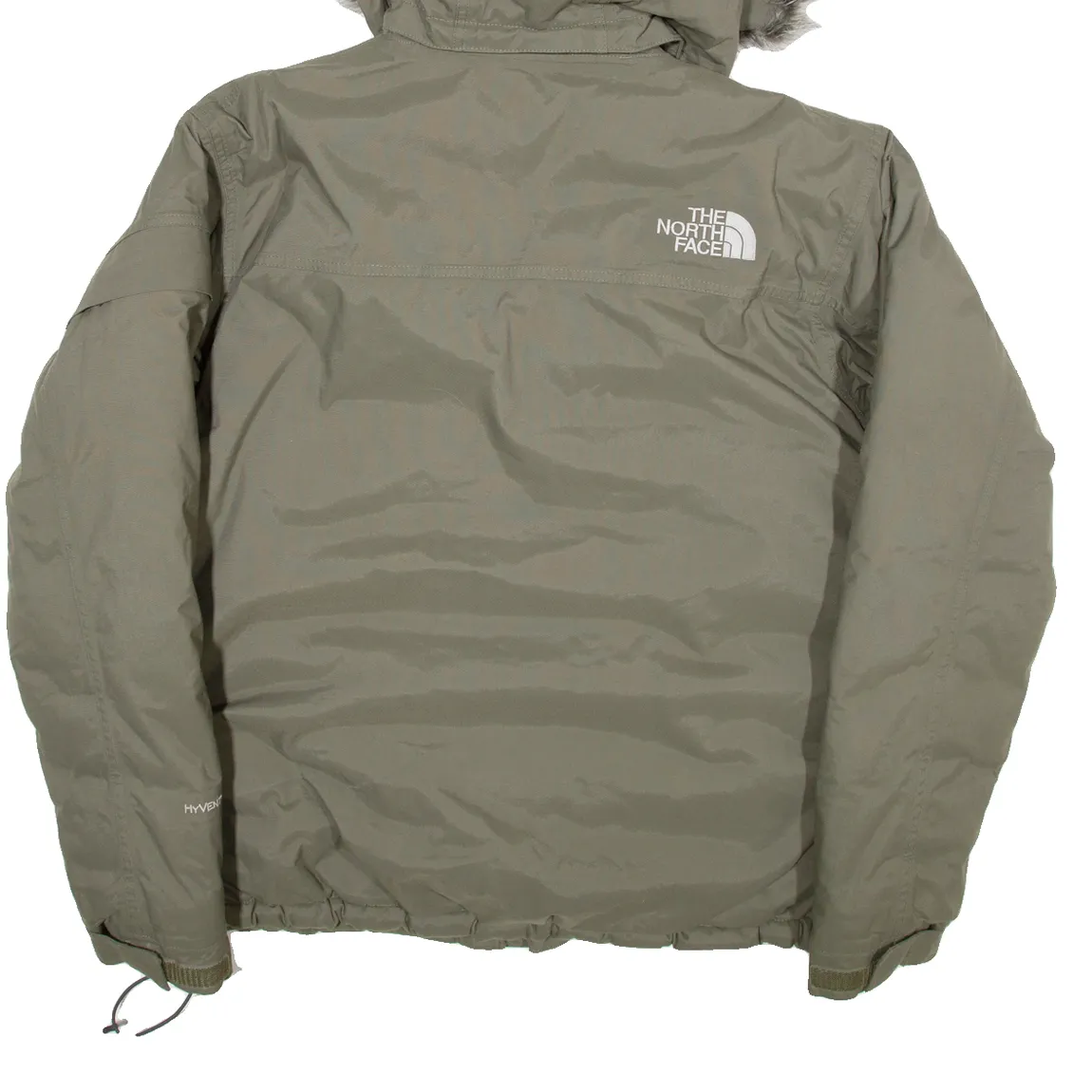 THE NORTH FACE Puffer Style Mens Parka Jacket Green Nylon Hooded L