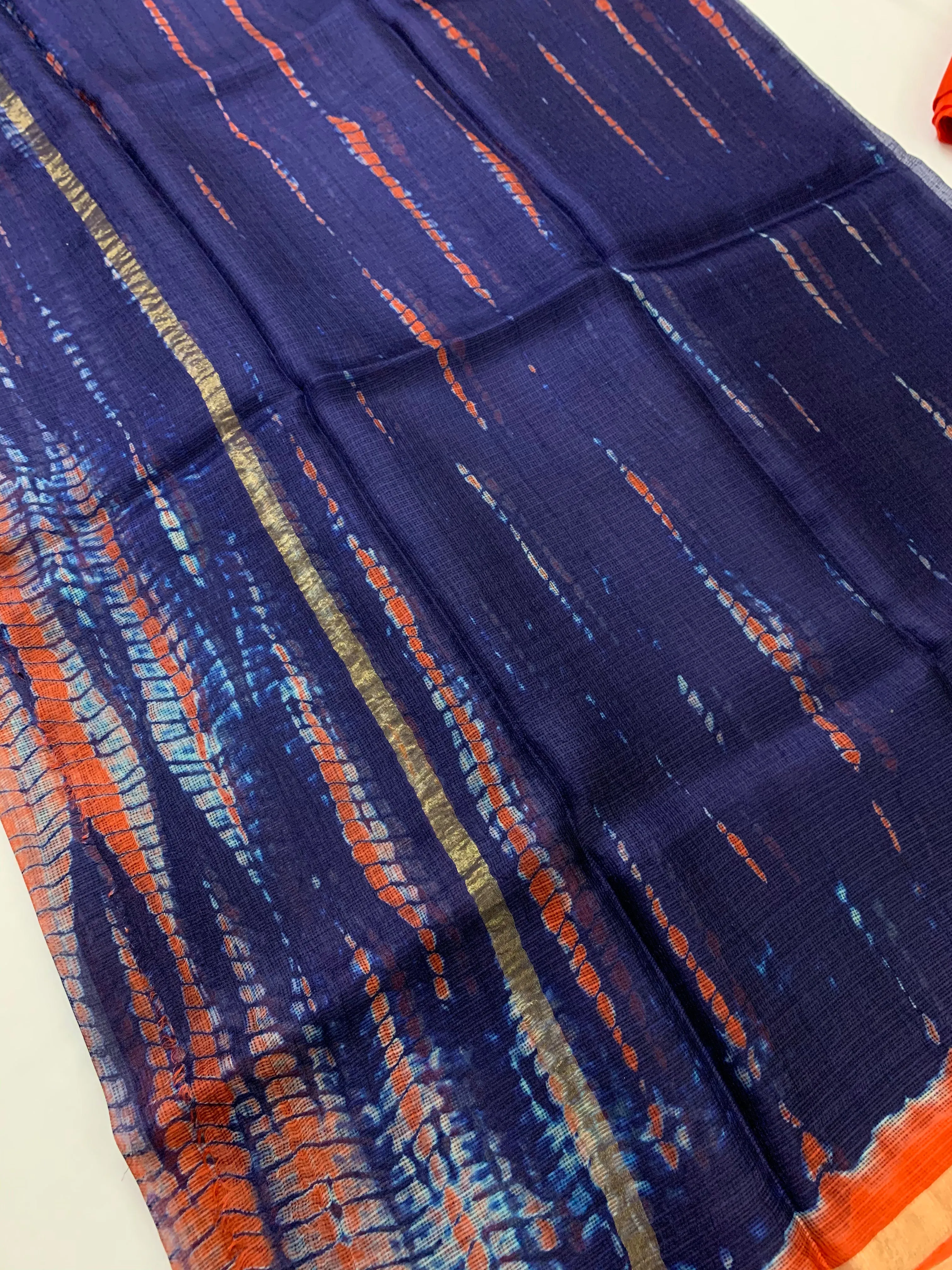 Tie and dye pure kota silk saree