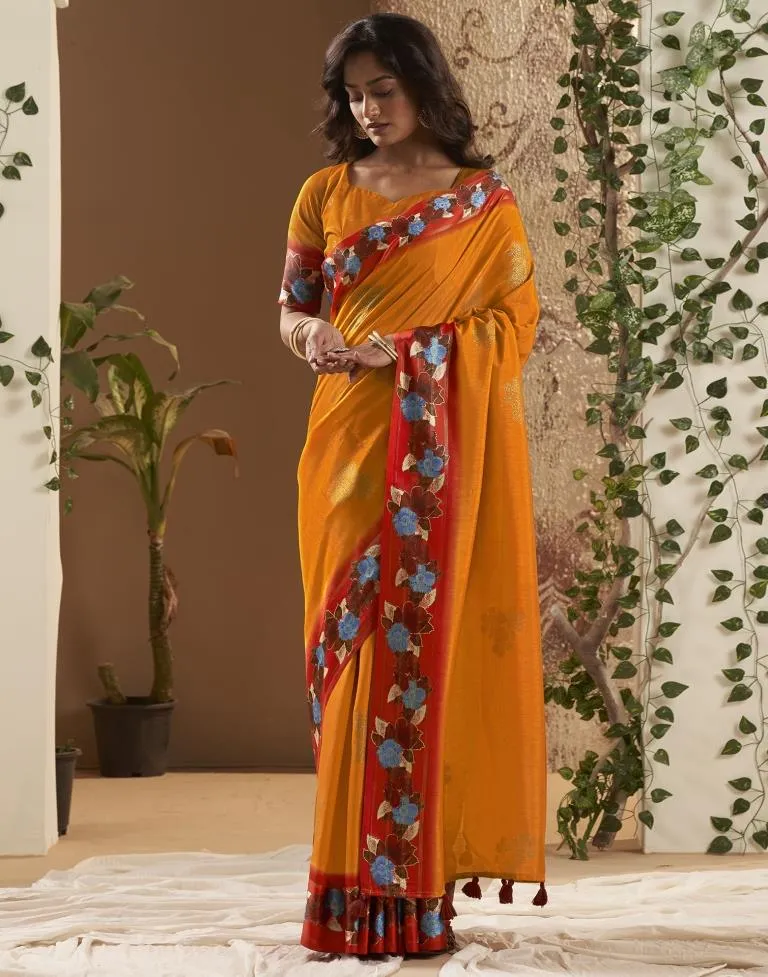 Turmeric Silk Printed Sarees