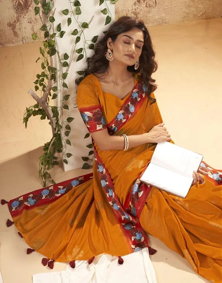 Turmeric Silk Printed Sarees