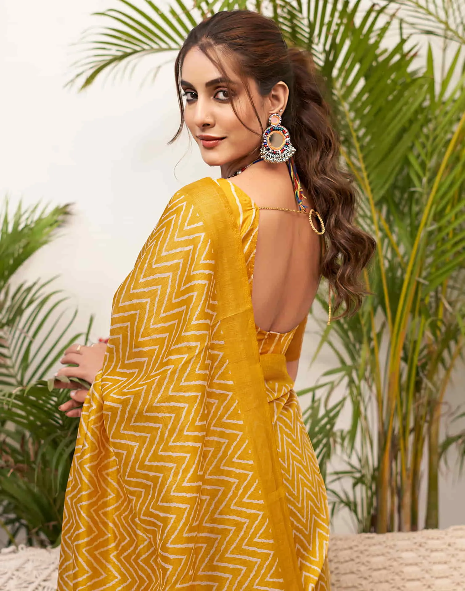 Turmeric Yellow Cotton Printed Saree