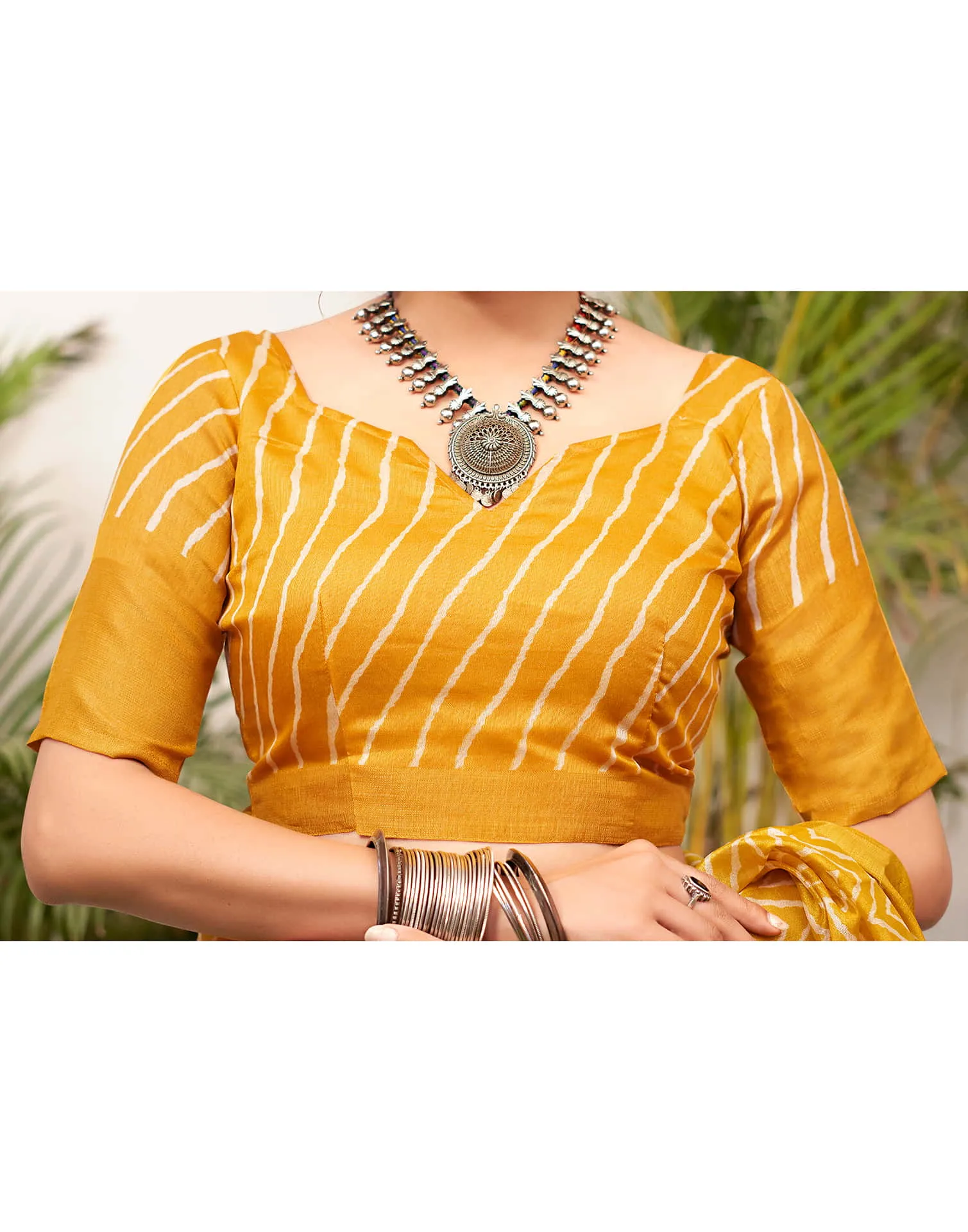 Turmeric Yellow Cotton Printed Saree