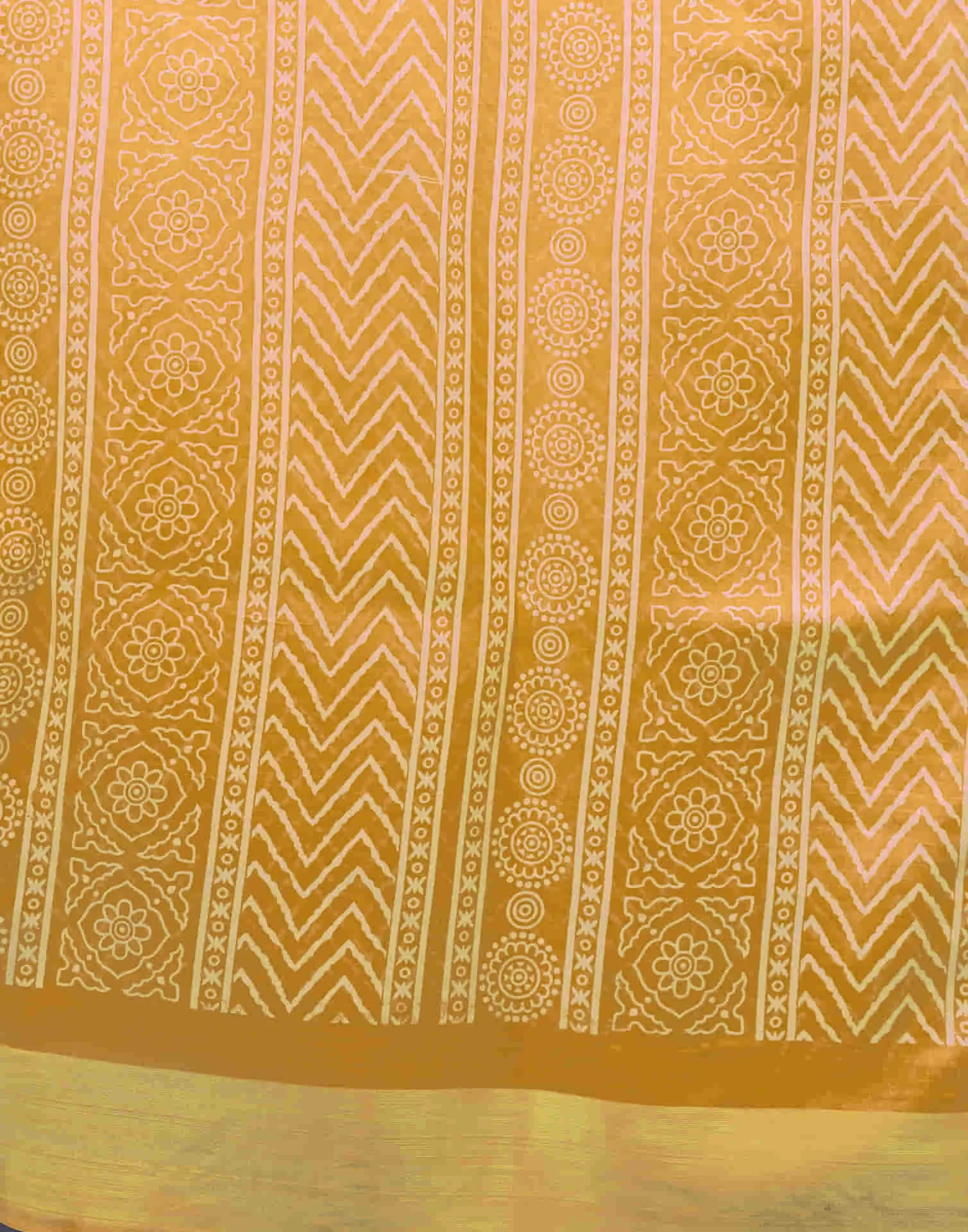 Turmeric Yellow Cotton Printed Saree