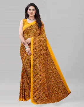 Turmeric Yellow Printed Saree