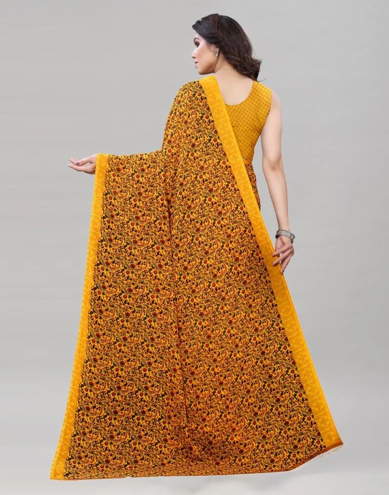 Turmeric Yellow Printed Saree