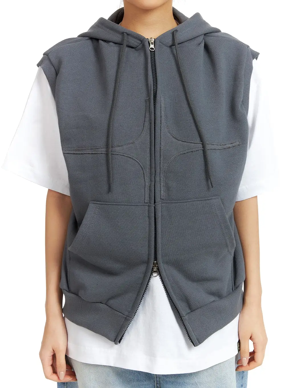 Two-Way Zip Hoodie Vest CF419