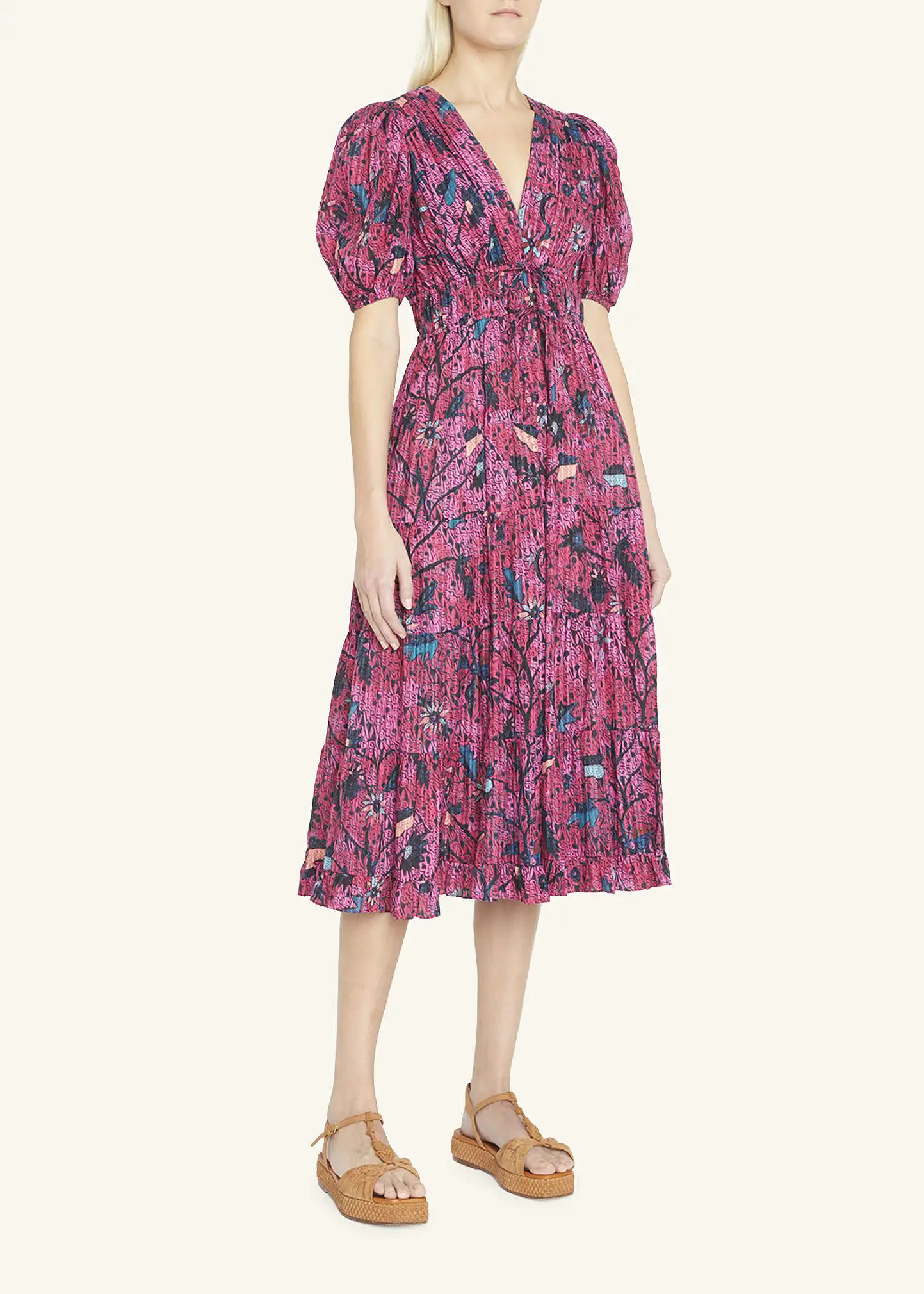 Ulla Johnson Thelma Tiered Puff-Sleeve Midi Dress