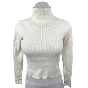 Urban Outfitters White Ribbed Turtleneck Knit Pullover Crop Sweater Top Size XS