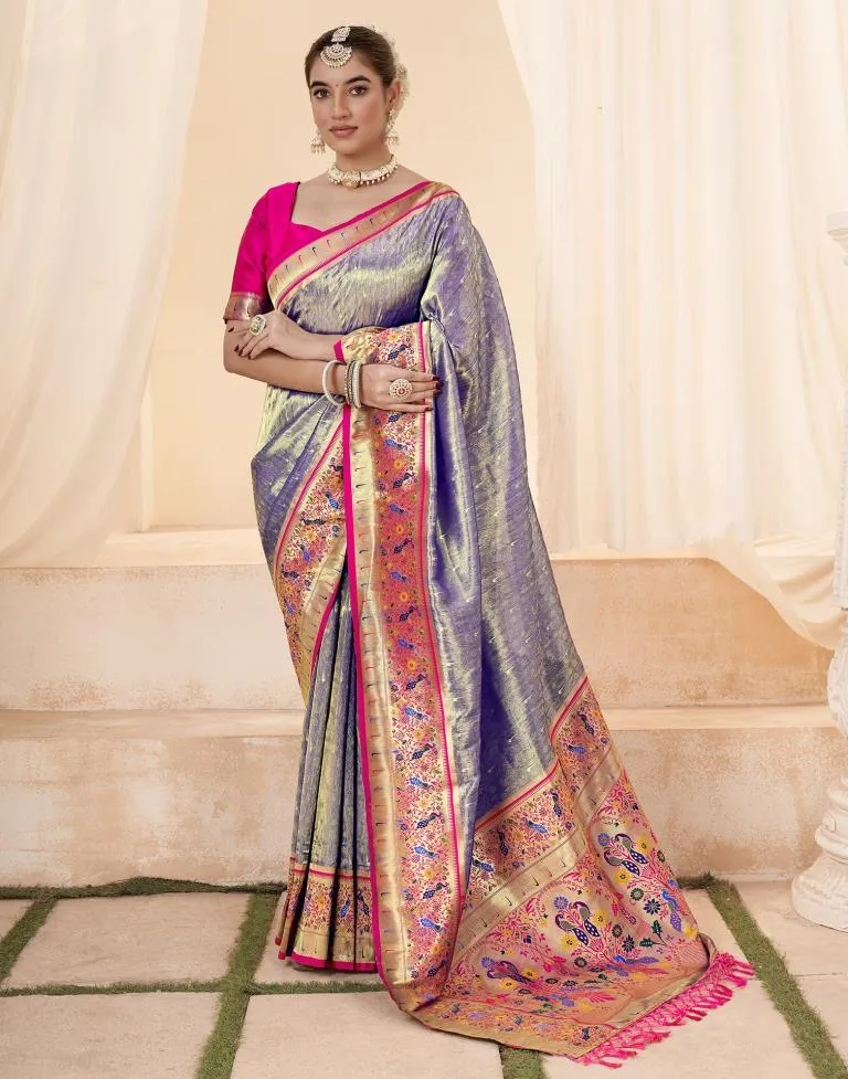 Voilet Silk Woven Sarees