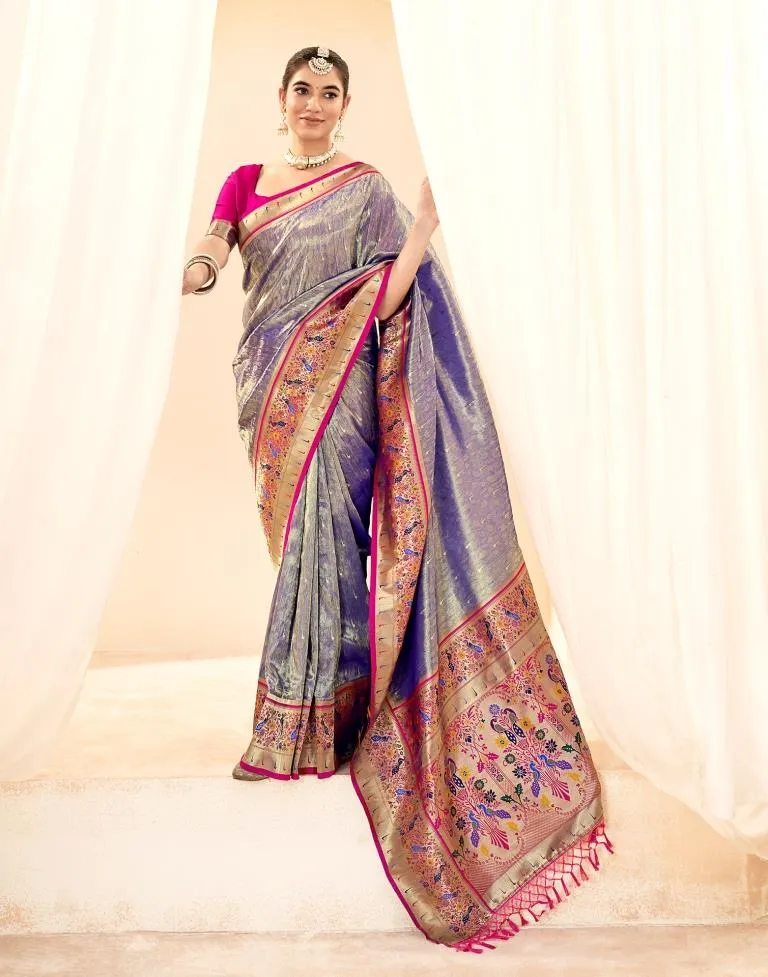 Voilet Silk Woven Sarees