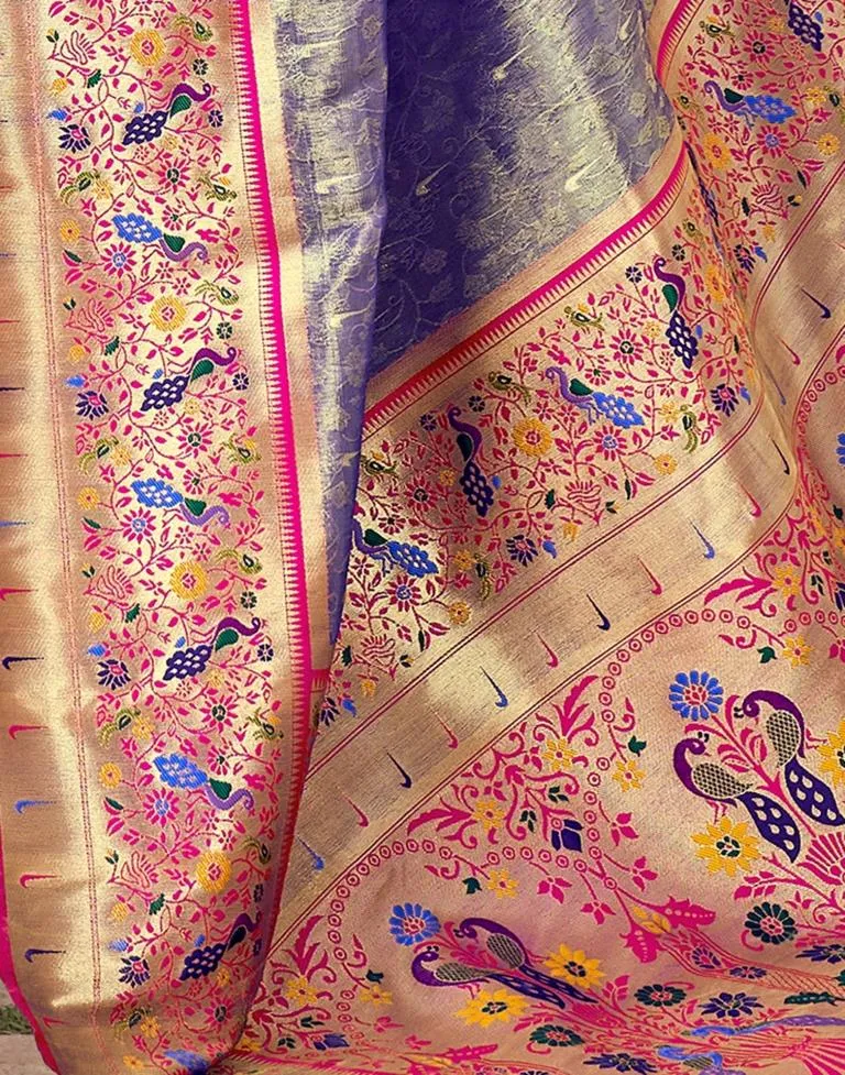 Voilet Silk Woven Sarees