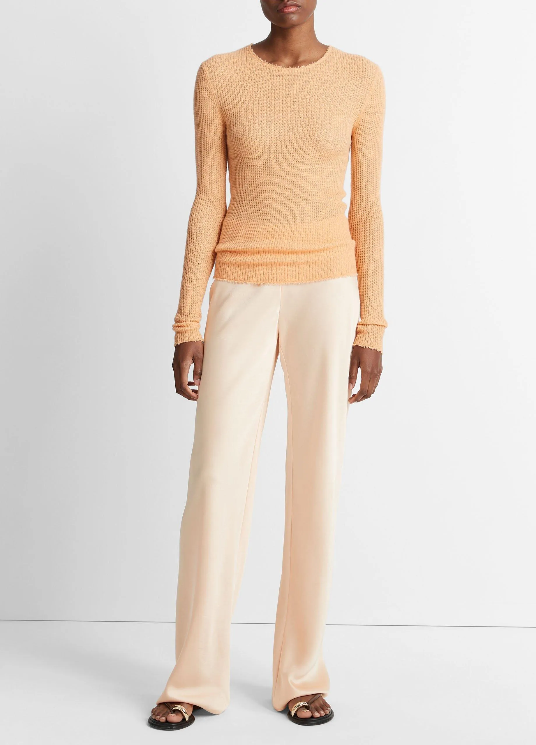 Waffle-Stitched Cashmere-Silk Sweater