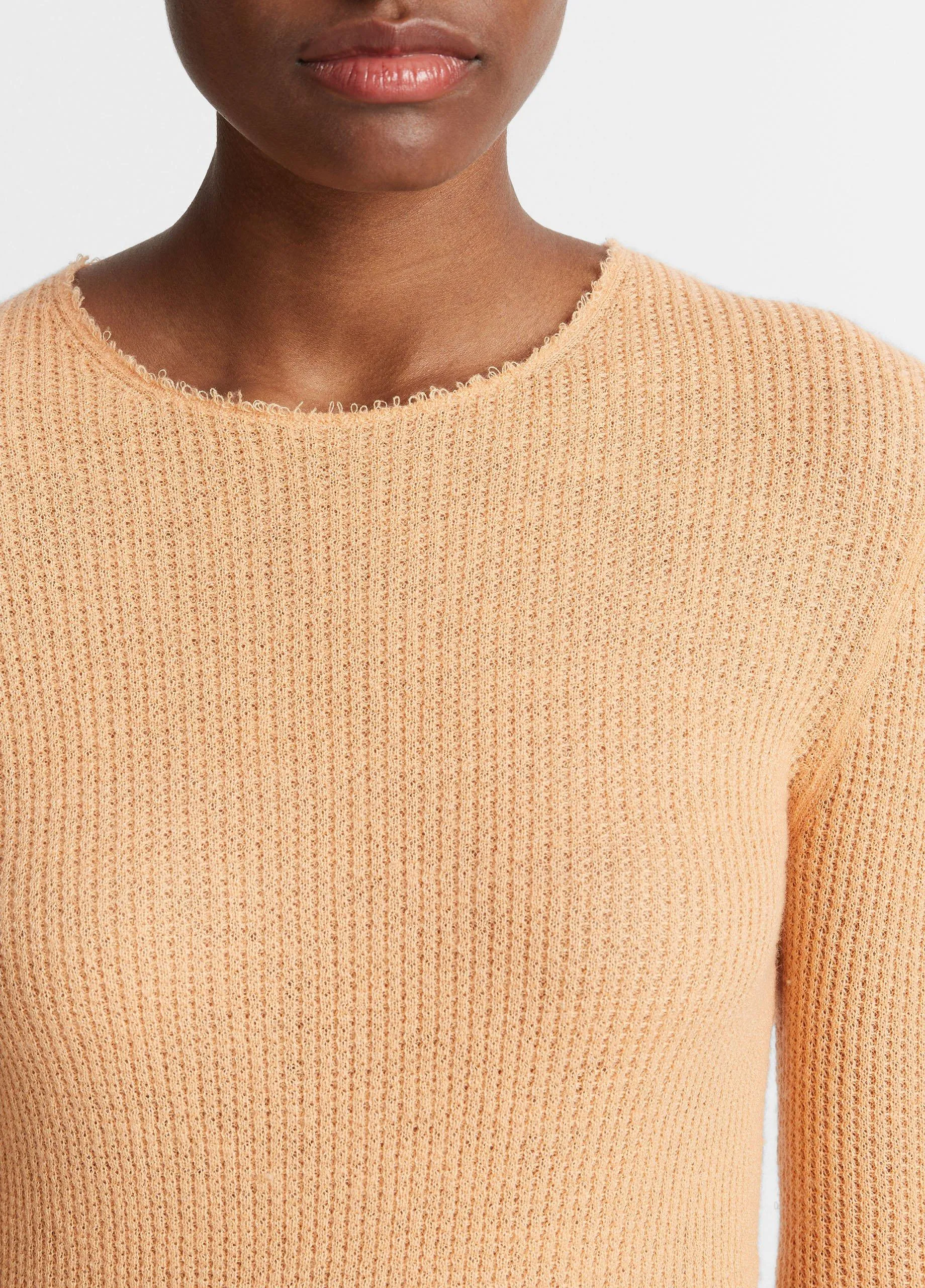 Waffle-Stitched Cashmere-Silk Sweater